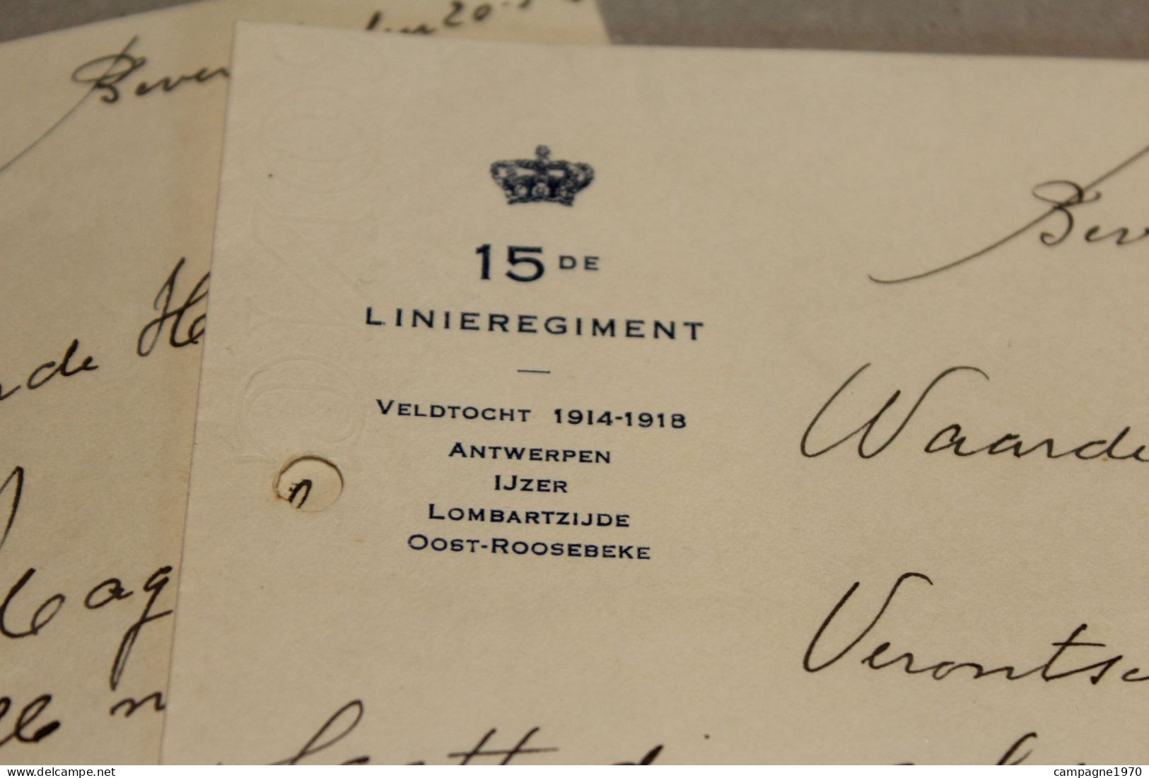 MILITARIA - LOT 2 DOCS - 1940 - 15EME REGIMENT DE LIGNE - ABL ARMEE BELGE BELGISCH LEGER - Documents