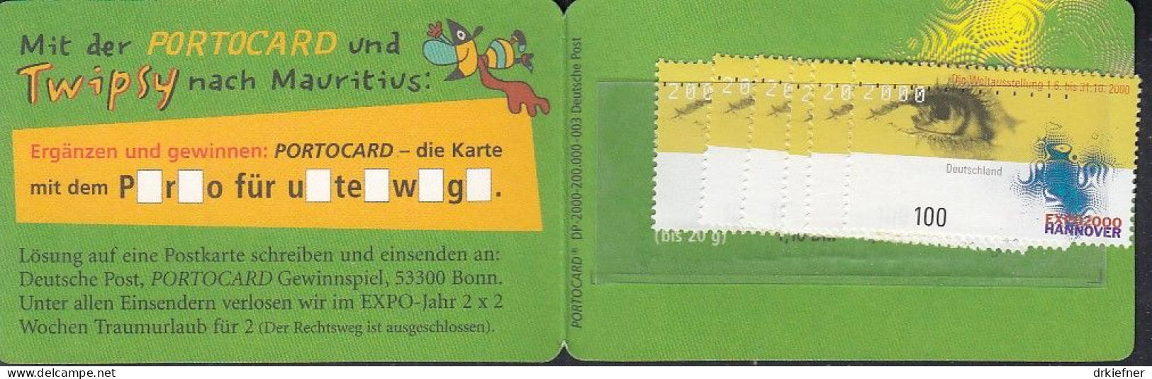 BRD, PORTOCARD, Markenheftchen Mit 6x 2089, Postfrisch **, EXPO 2000, Twipsy - Autres & Non Classés