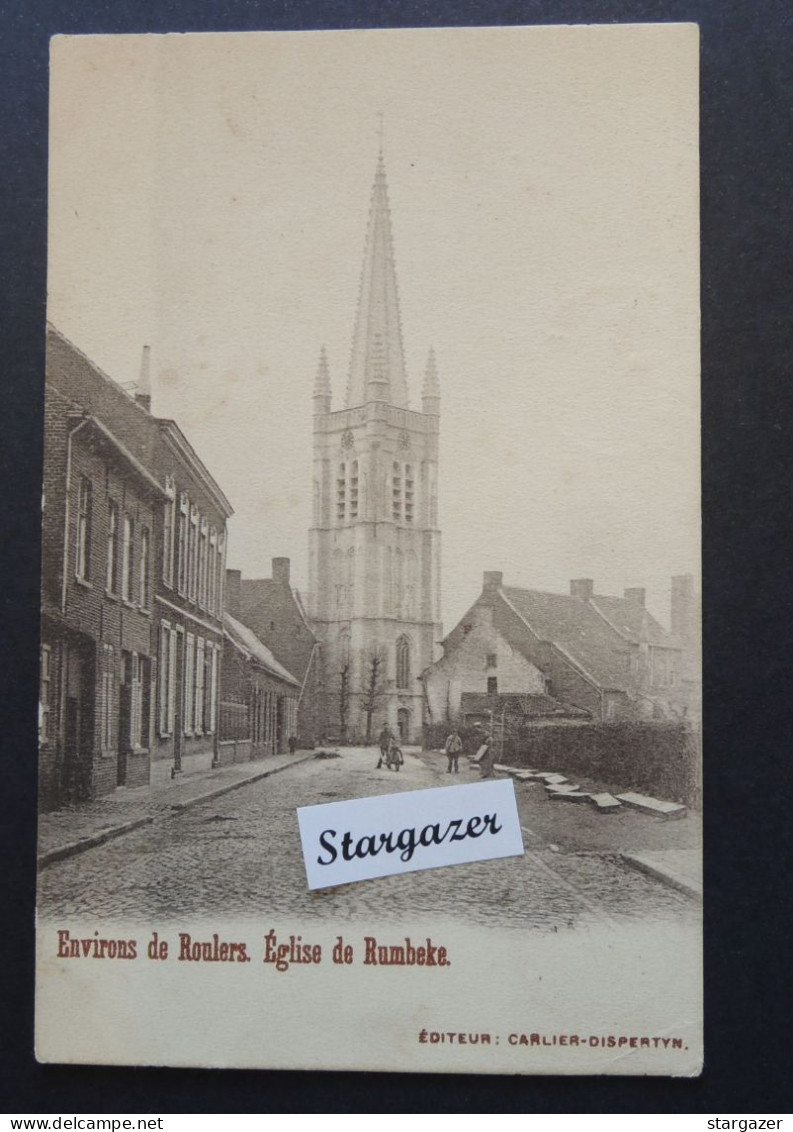 Postkaart "Environs De Roulers. Eglise De Rumbeke", Geanimeerd, Postzegel, 1903 (Rumbeke Bij Roeselare) - Roeselare