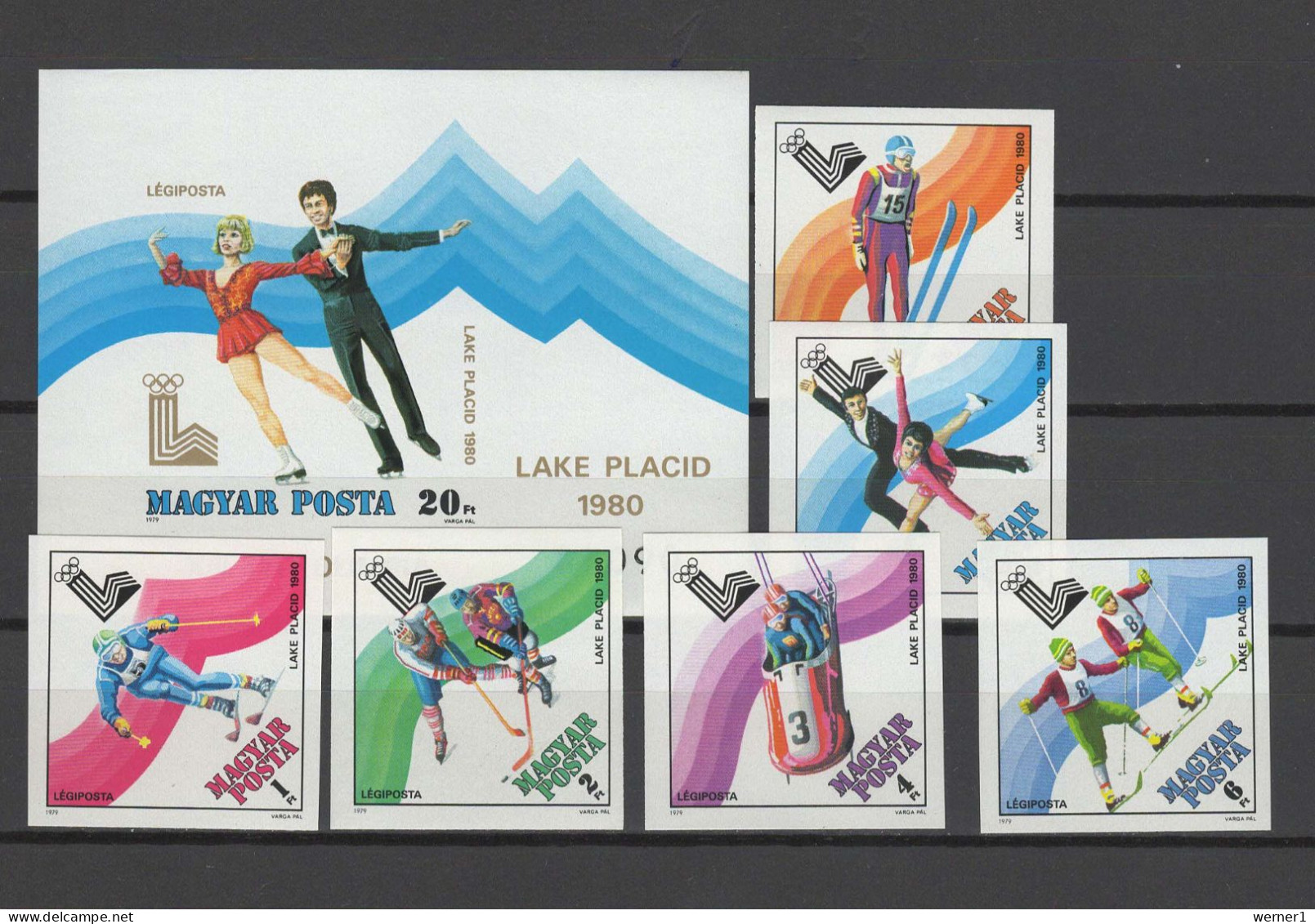 Hungary 1979 Olympic Games Lake Placid Set Of 6 + S/s Imperf. MNH -scarce- - Invierno 1980: Lake Placid