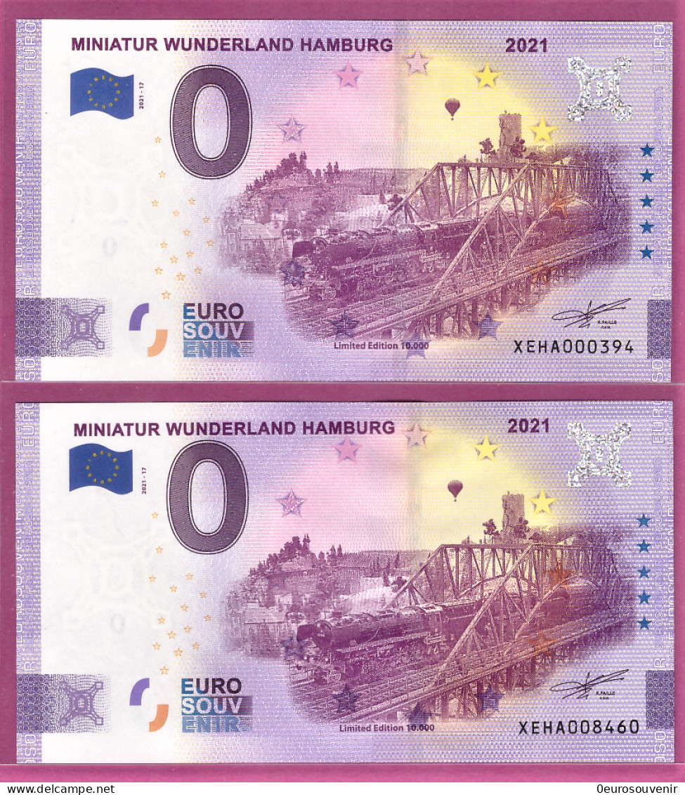 0-Euro XEHA 2021-17 MINIATUR WUNDERLAND HAMBURG - 20 JAHRE 2021 Set NORMAL+ANNIVERSARY - Private Proofs / Unofficial