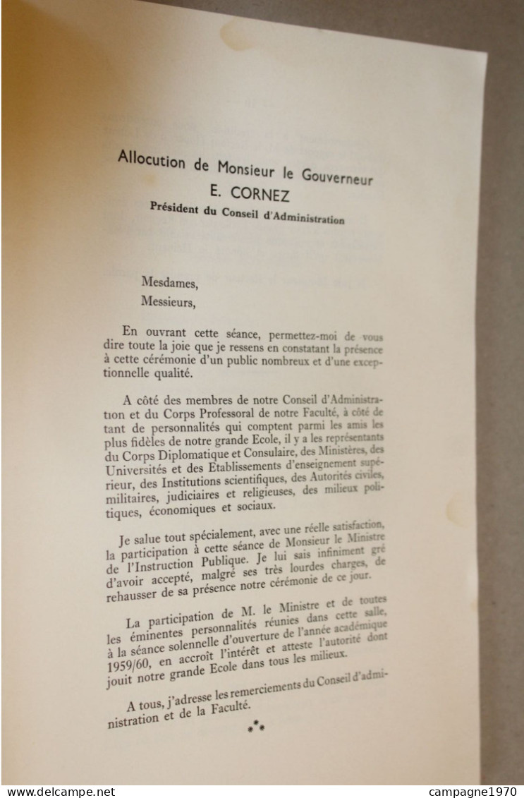 VIEUX LIVRET - MONS - FACULTE POLYTECHNIQUE - SEANCE D'OUVERTURE DES COURS - 26 SEPTEMBRE 1959 - Diploma & School Reports