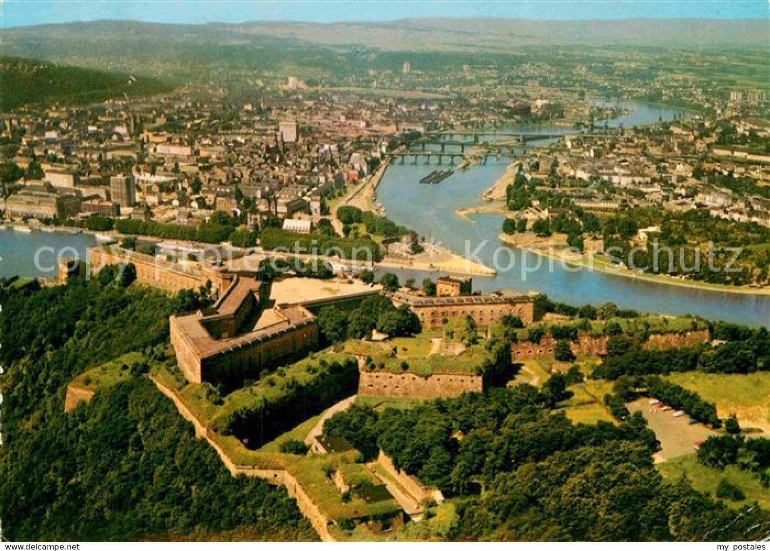 72886316 Koblenz Rhein Fliegeraufnahme Festung Ehrenbreitstein Und Deutsches Eck - Koblenz