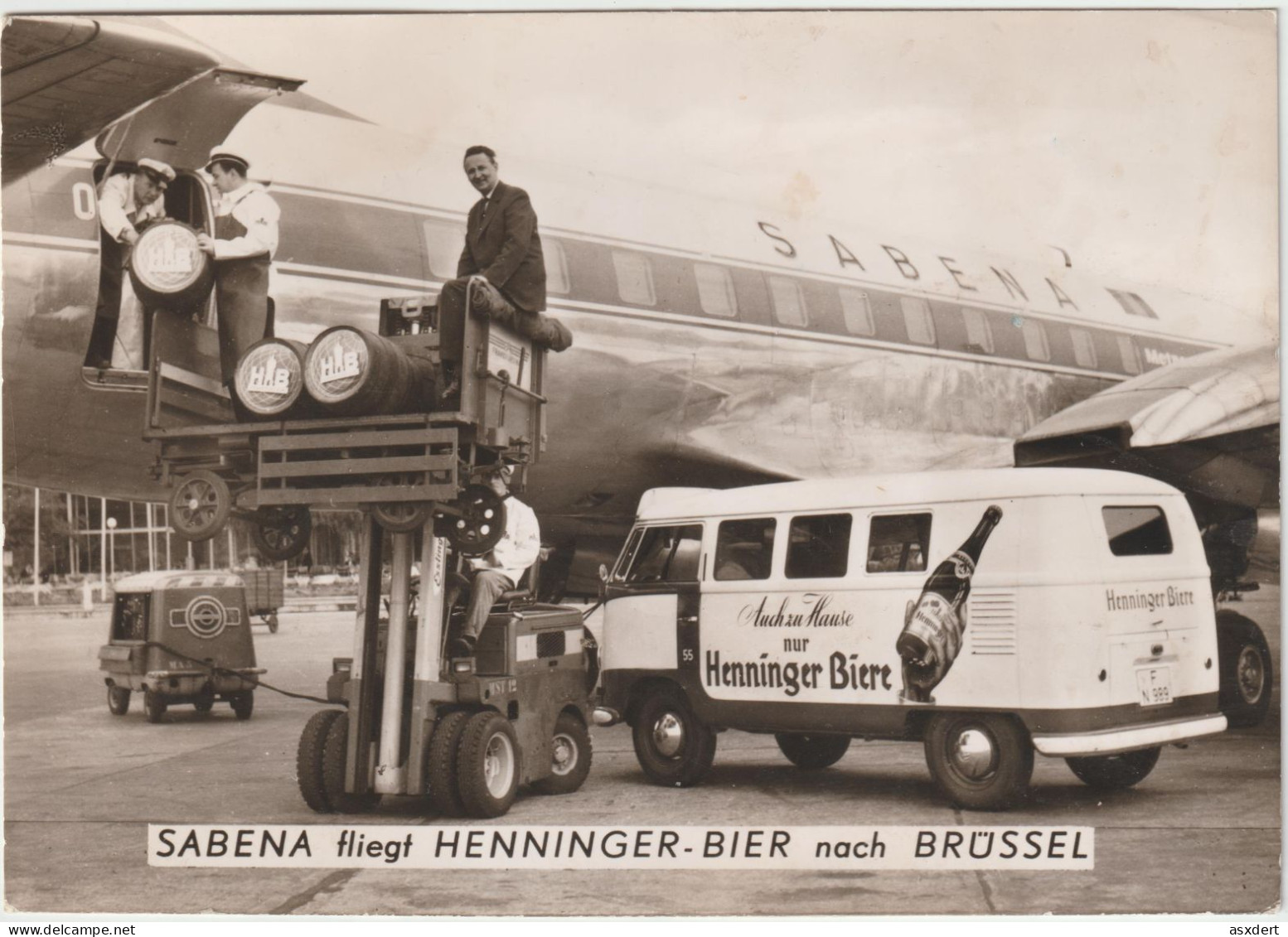 Sabena Fliegt - Henninger-Bier Nach Brussel - 1958 Verzonden - Zaventem