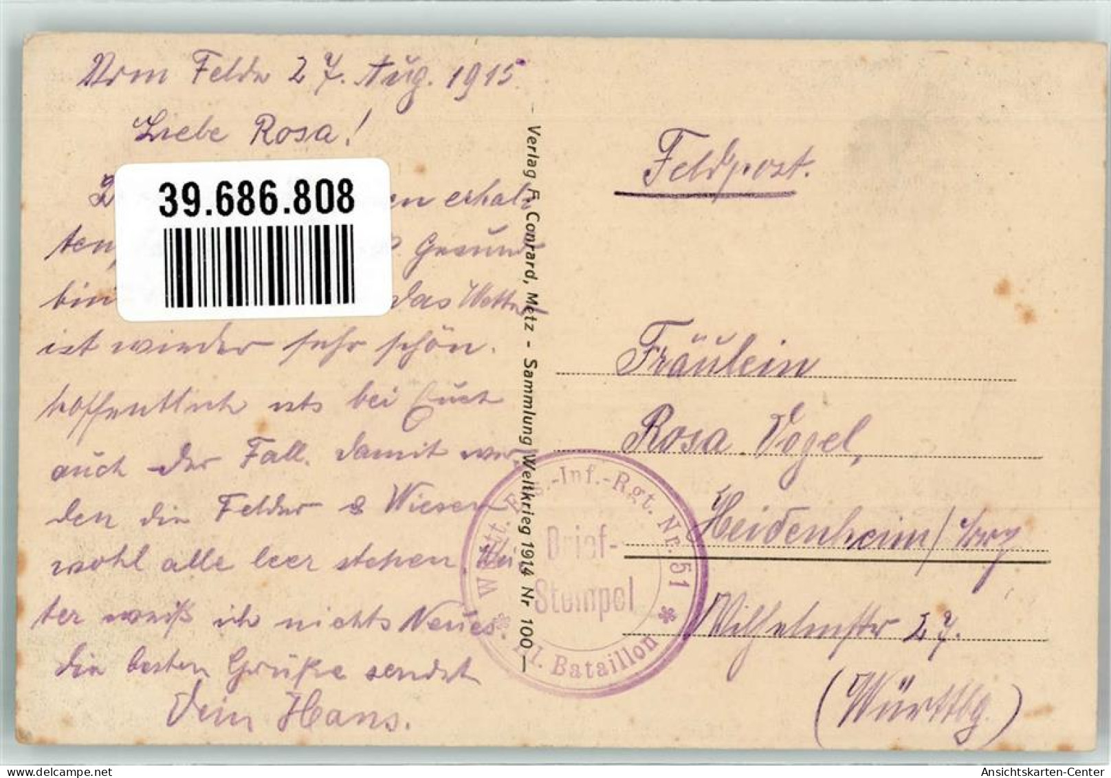 39686808 - Kletteruebung Einer Telefonabteilung Feldpost : Wuertt. Ers. Inf. Regt. Nr. 51  II. Bataillon - Oorlog 1914-18