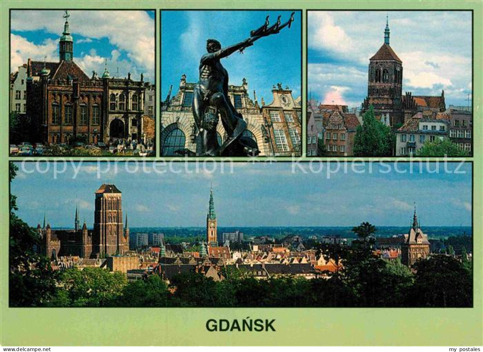 72885117 Gdansk Stadtansicht St Georgshalle St Johanneskirche Neptunbrunnen  - Pologne