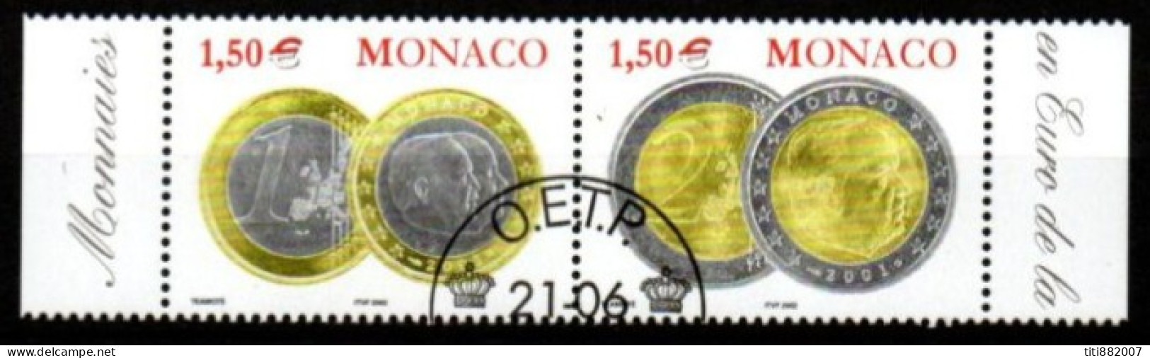 MONACO   -   2002 .  Y&T N° 2358 / 2359 Oblitérés . Pièces En Euro - Used Stamps