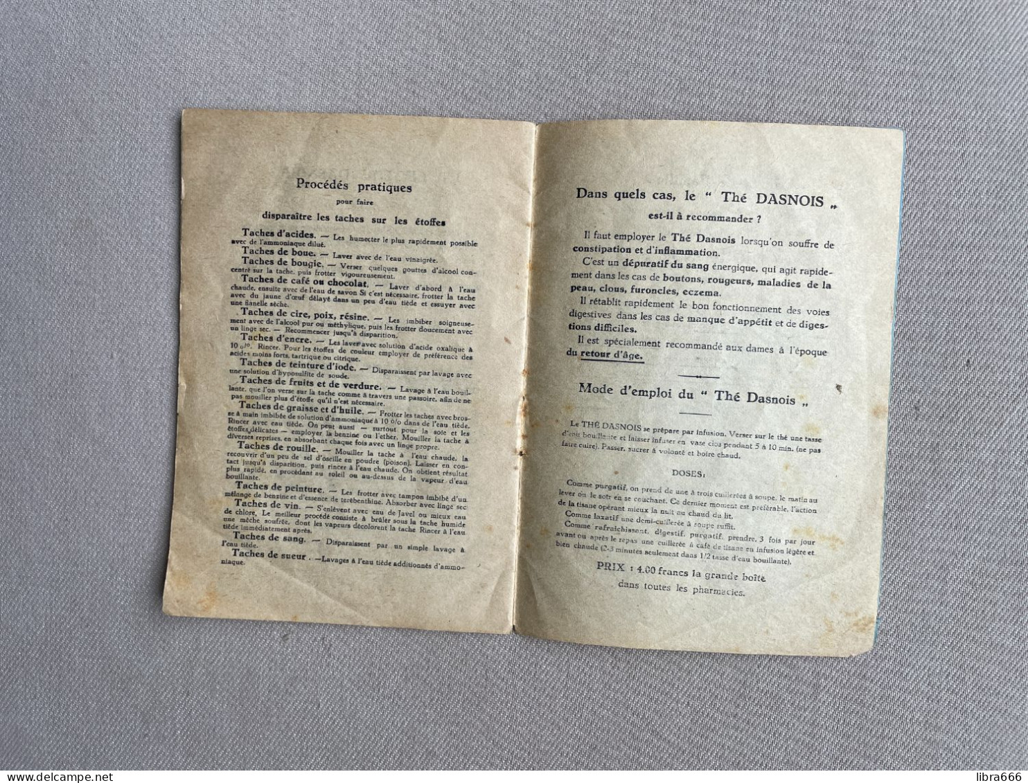 1927 CALENDRIER - Le Thé Dasnois et Les Cachets Dasnois - 15 x 10 cm.