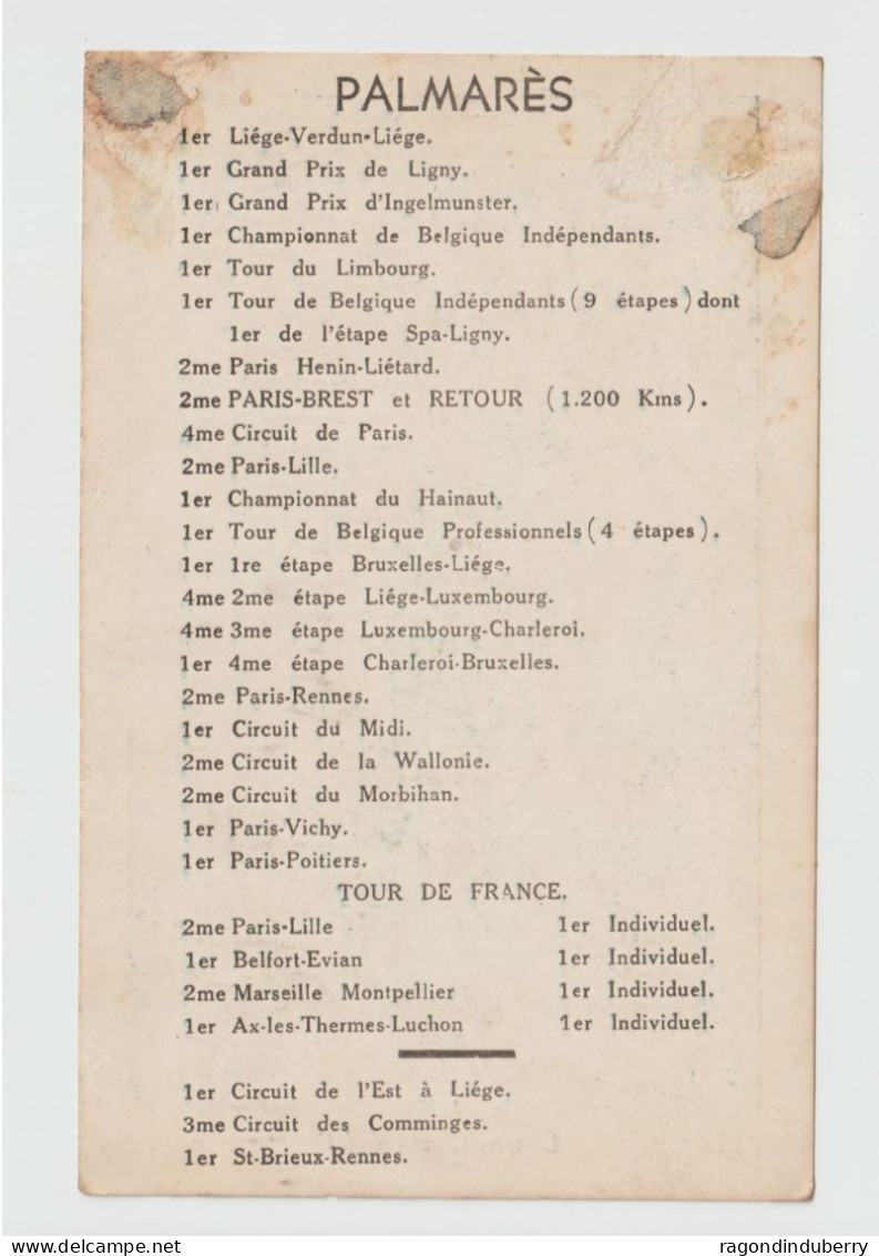 CPA - BELGIQUE - SPORT - CYCLISME - Coureur Léon LOUYET Carte Dédicacée Professionnel De 1931 à 1939 Palmarès Au Verso - Autres & Non Classés