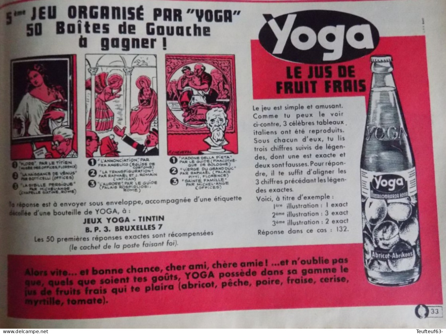 Publicité De Presse ; Pub Concours Jus De Fruit Yoga - Reclame