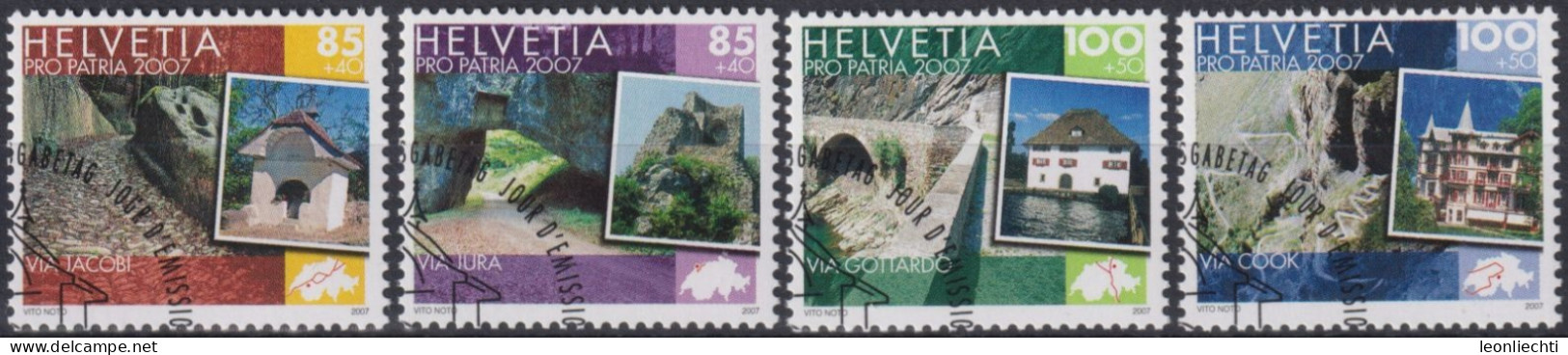 2007 Schweiz Pro Patria, Kulturwege Schweiz, ⵙ Zum:CH B296-299, Mi:CH 2007-2010, Yt:CH 1933-1936 - Used Stamps