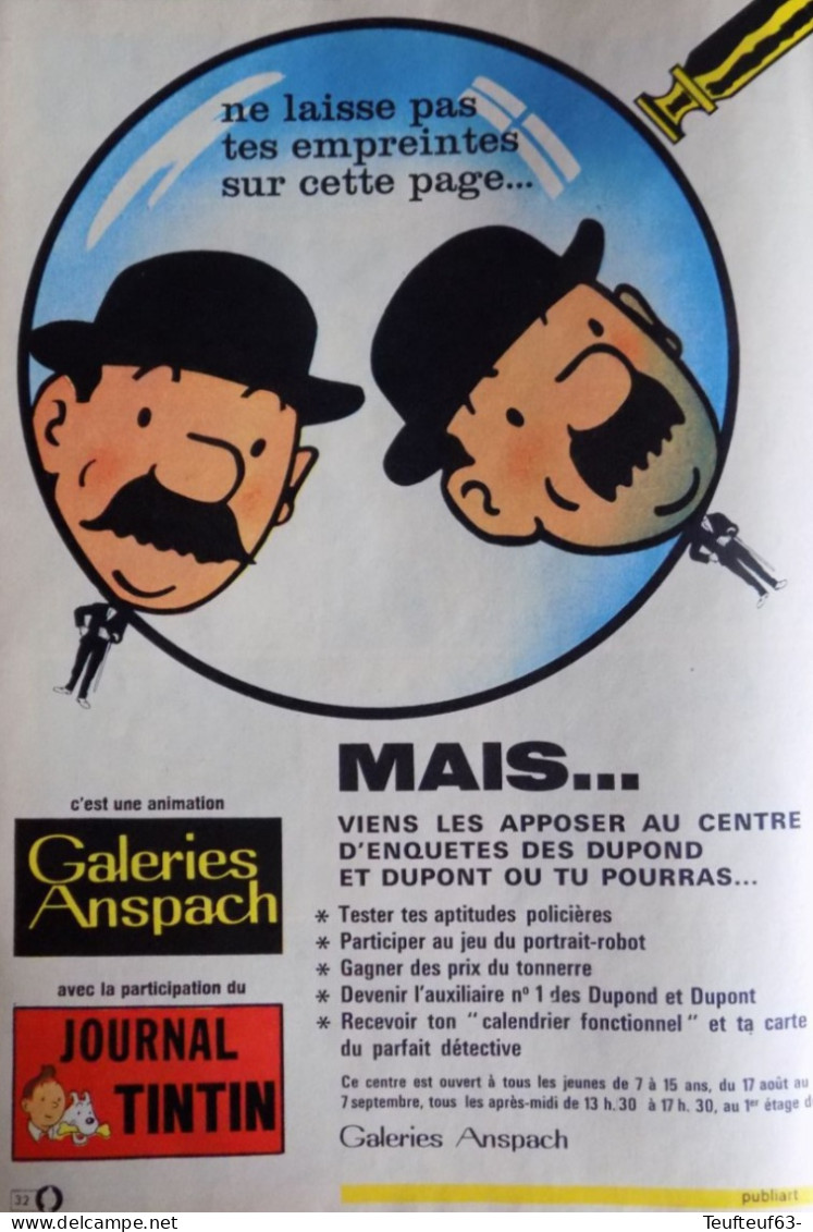 Publicité De Presse ; Magasins Galeries Anspach Avec Journal Tintin - Publicités