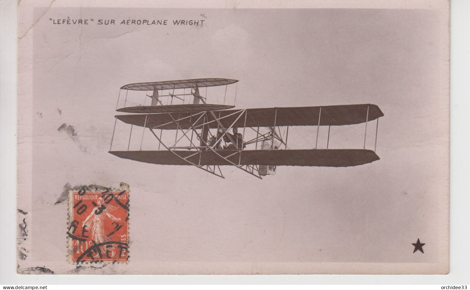 CPA Lefèvre Sur Aéroplane Wright (très Joli Plan) - Airmen, Fliers