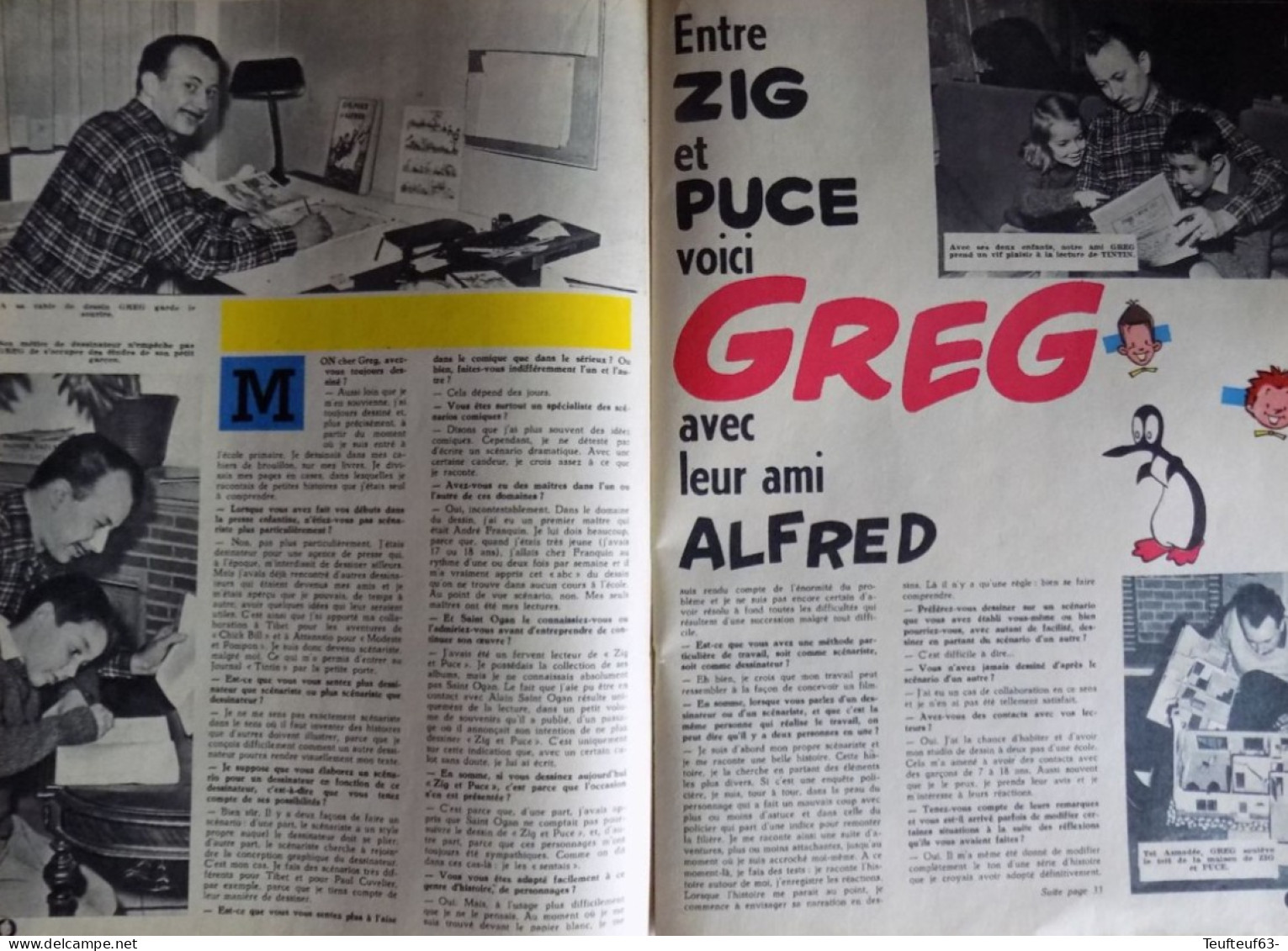 Documentation De Presse ; Dessinateur Bd Greg " Zig Et Puce Et Alfred  " - Unclassified