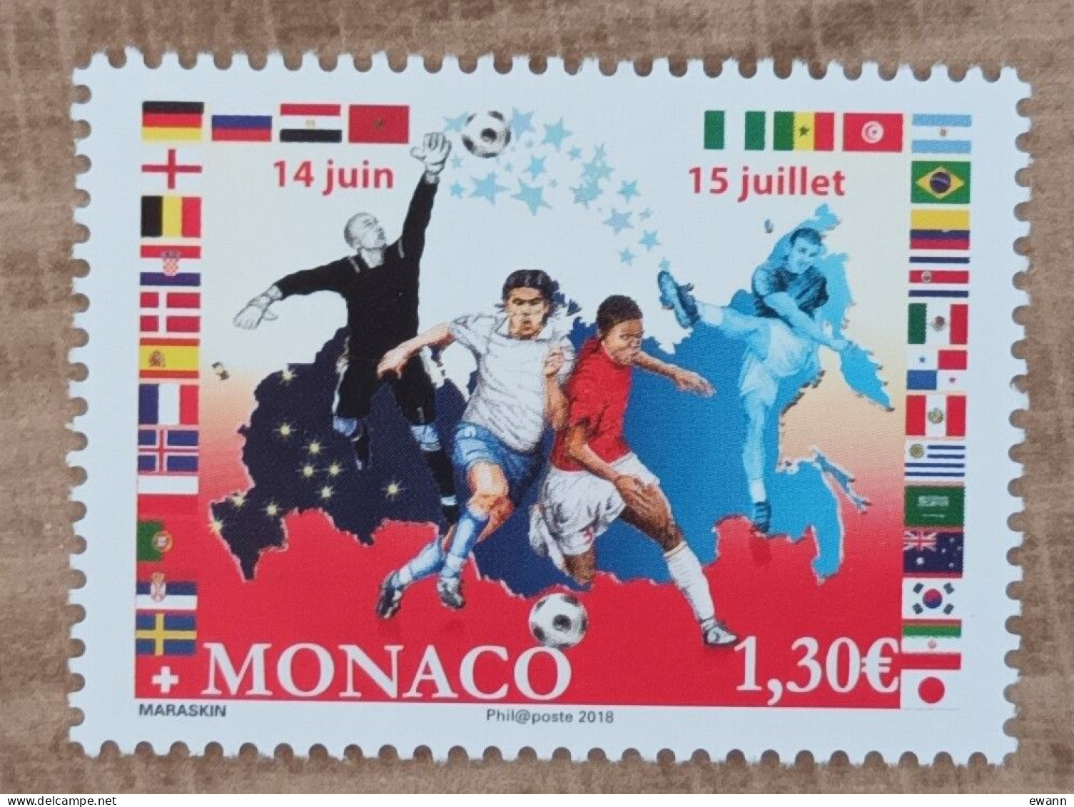 Monaco - YT N°3135 - Coupe Du Monde De Football En Russie - 2018 - Neuf - Unused Stamps