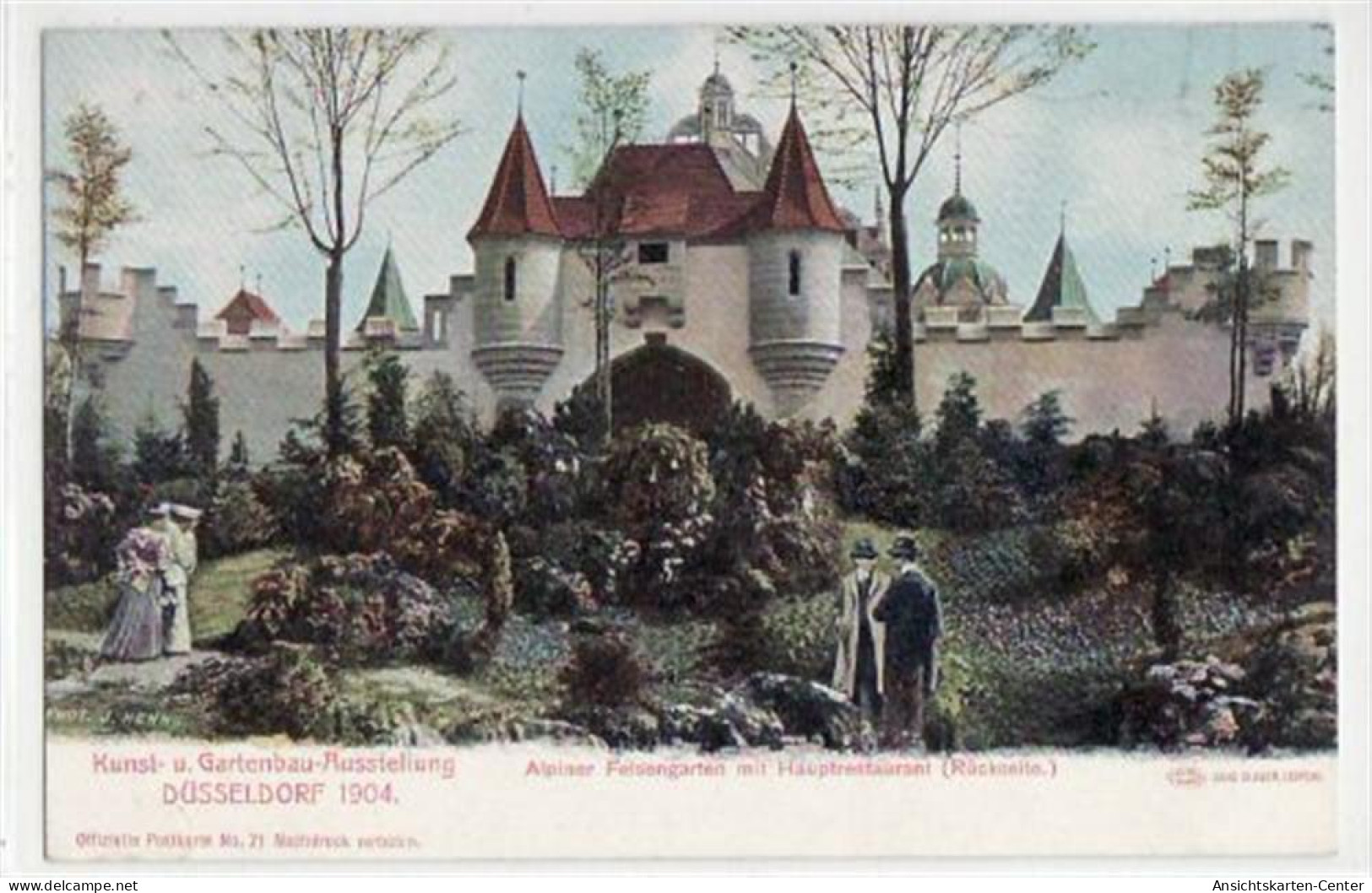 39059308 - Duesseldorfer Gartenbau-Ausstellung 1904, Alpiner Felsengarten Mit Hauptrestaurant, Rueckseite Ungelaufen  K - Duesseldorf