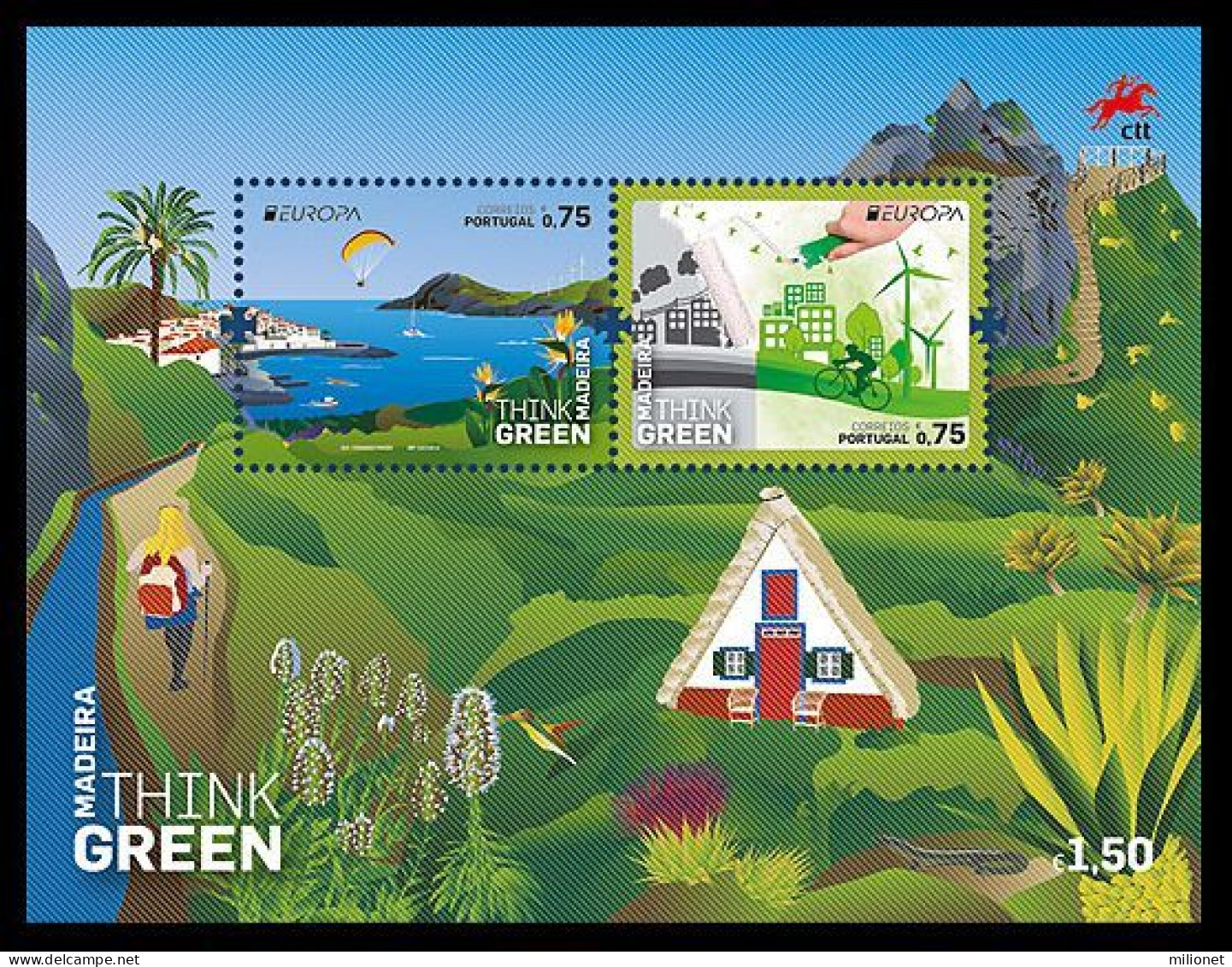 SALE!!! MADEIRA 2016 EUROPA CEPT Think Green S/S Souvenir Sheet MNH ** - 2016