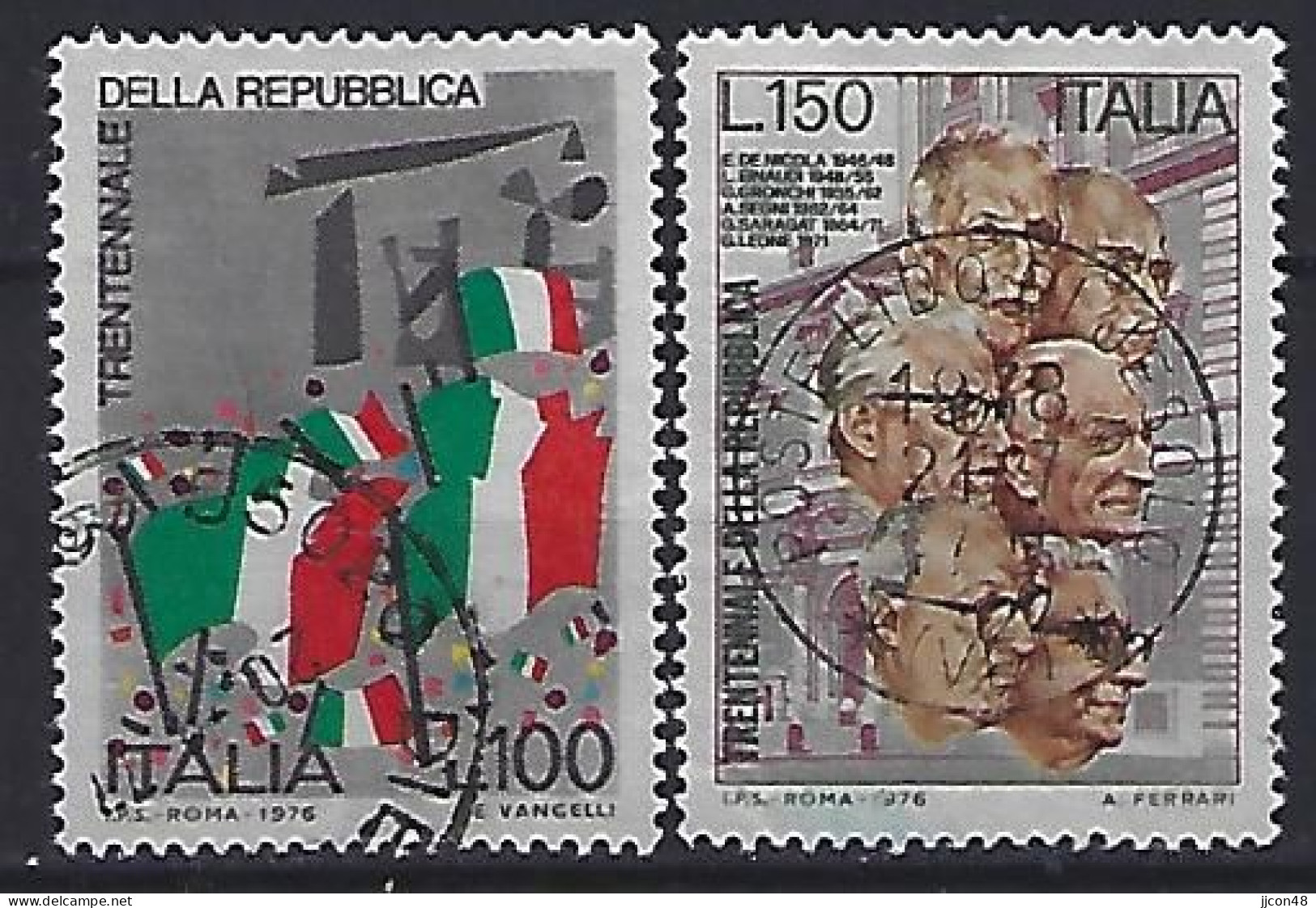 Italy 1976  30 Jahre Republik Italien  (o) Mi.1532-1533 - 1971-80: Afgestempeld