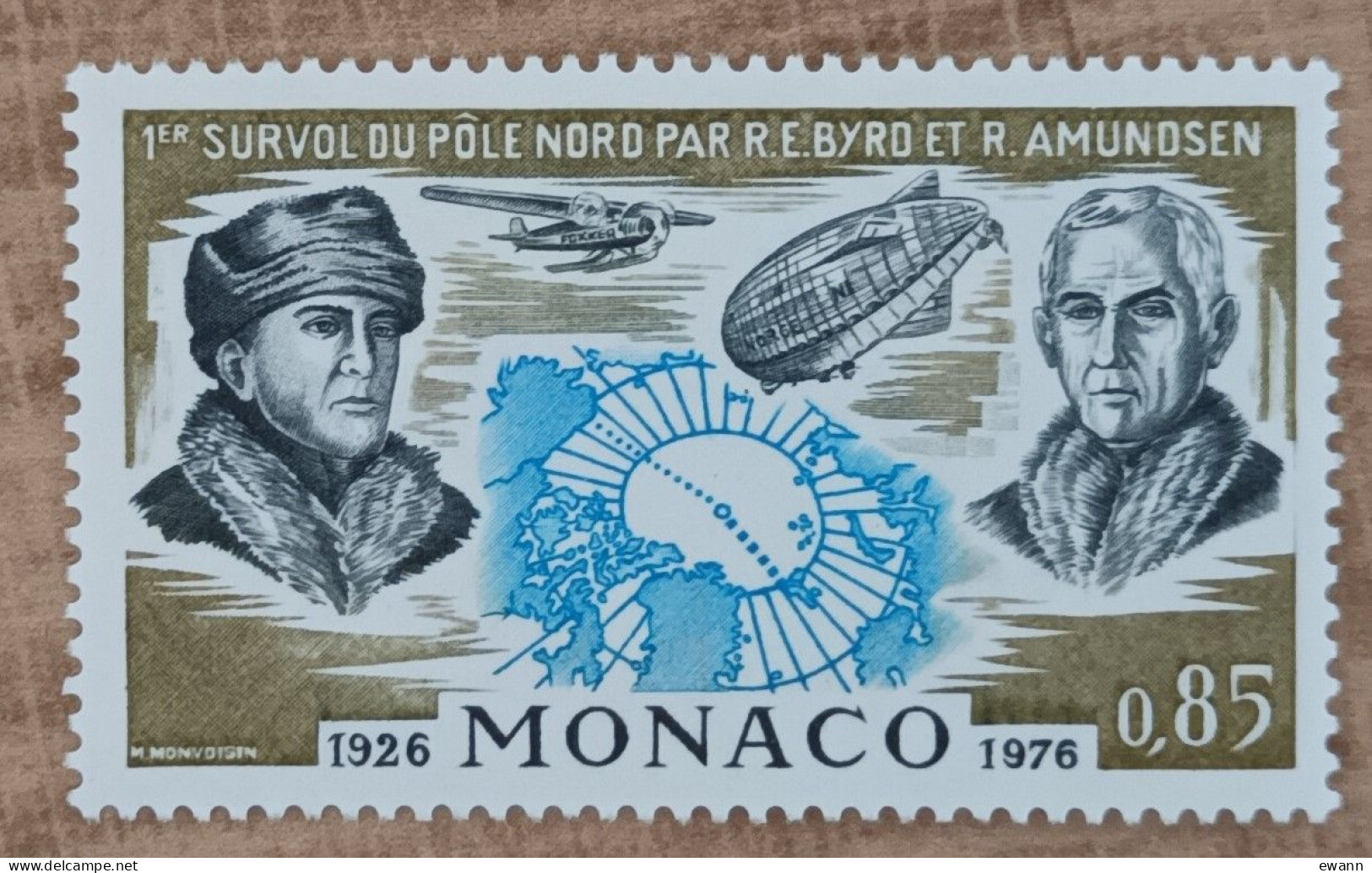 Monaco - YT N°1070 - Premiers Vols Au Dessus Du Pôle Nord - 1976 - Neuf - Neufs