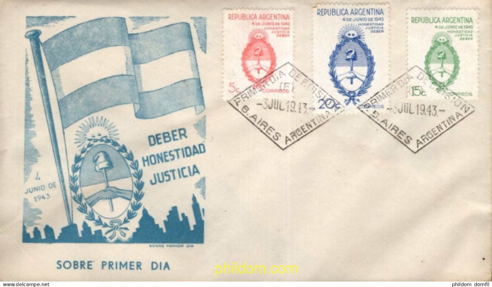 730595 MNH ARGENTINA 1943 CONMEMORACION DE LA REVOLUCION DEL 4 DE JUNIO DEL 1943 - Ungebraucht