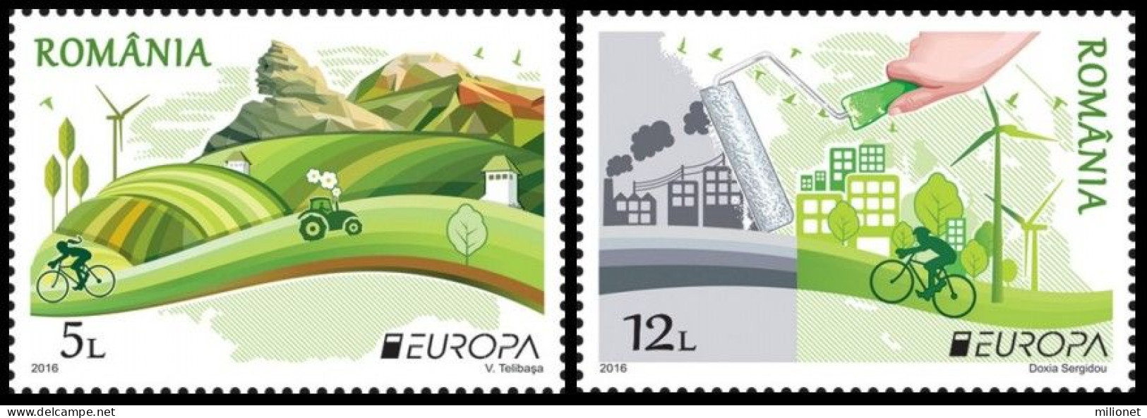 SALE!!! RUMANIA ROMANIA ROUMANIE RUMÄNIEN 2016 EUROPA CEPT Think Green 2 Stamps Set MNH ** - 2016