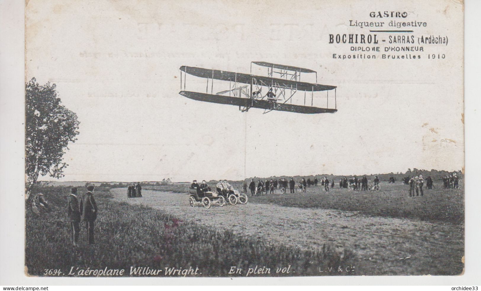 CPA L'aéroplane Wilbur Wright - En Plein Vol (avec Jolie Animation) Avec Publicité Gastro - Bochirol - Sarras - ....-1914: Vorläufer