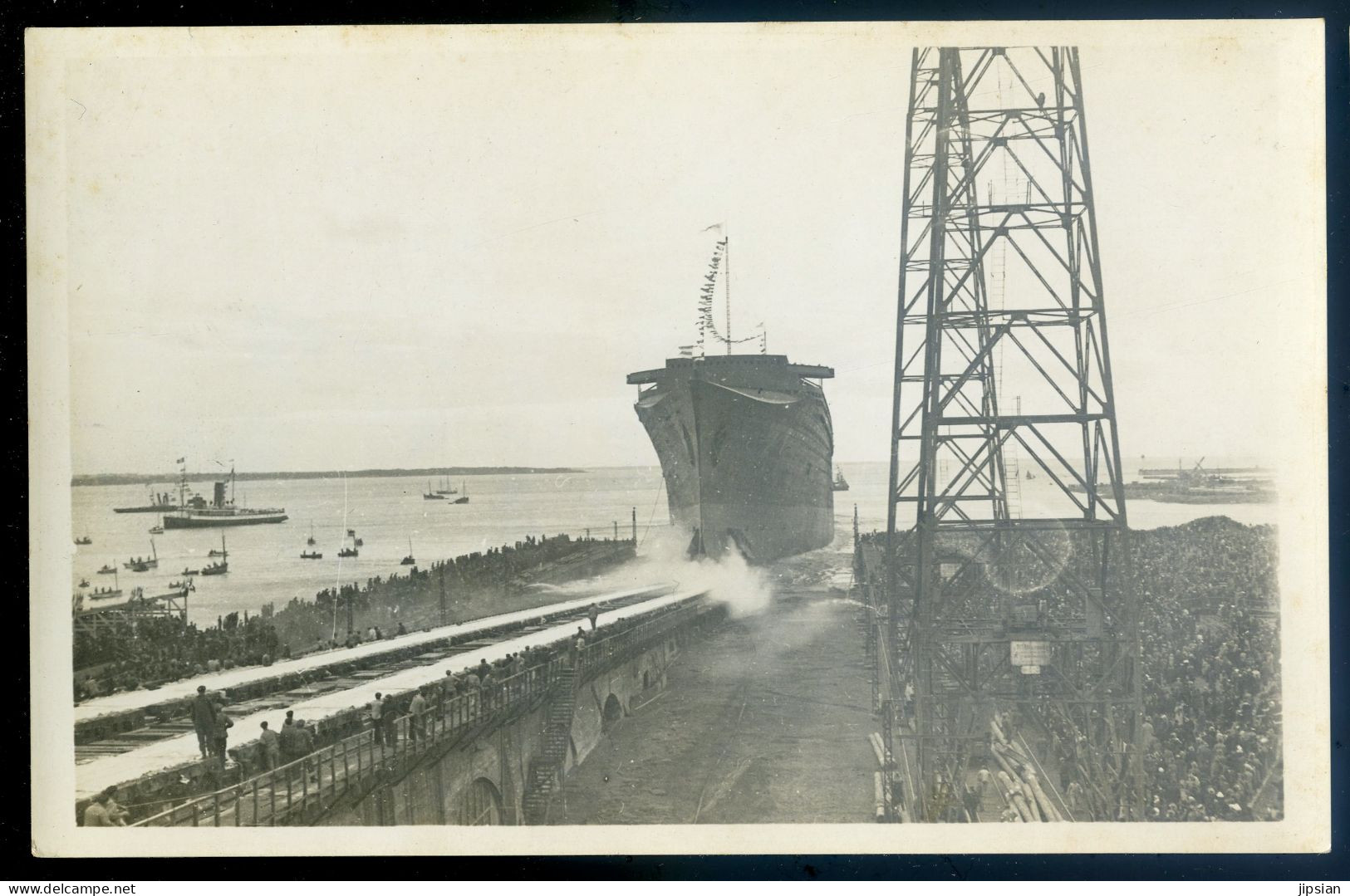 Cpa Carte Photo Du 44 Saint Nazaire ?? Lancement D' Un Bateau -- Photographe 15 Rue D' Orléans Nantes    MAI24-08 - Saint Nazaire