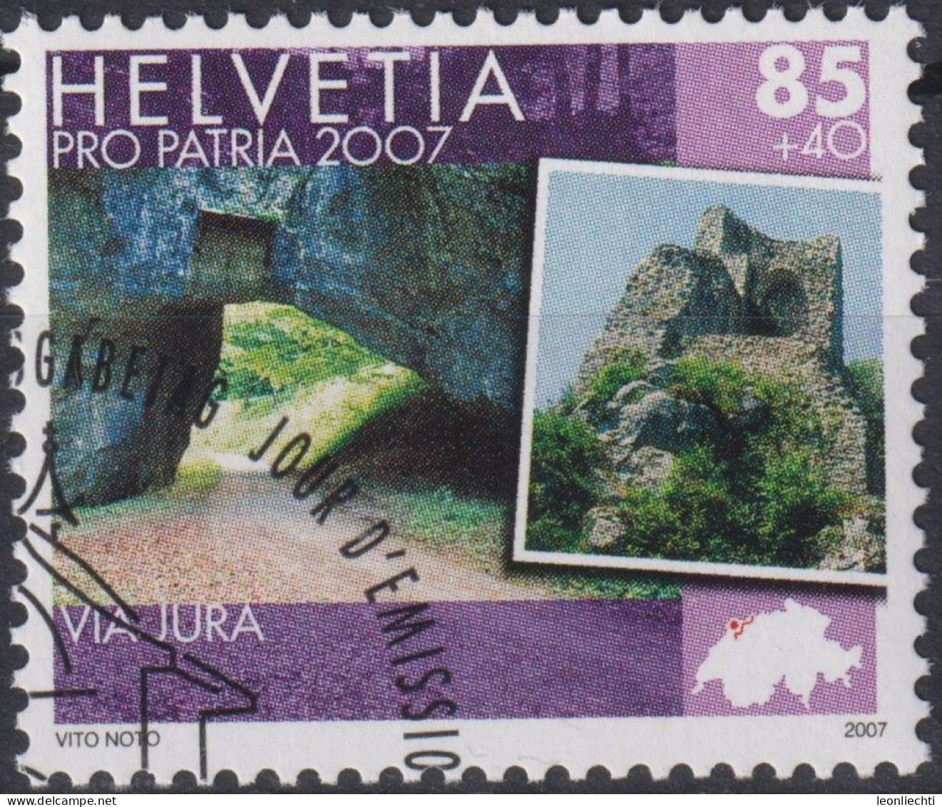 2007 Schweiz Pro Patria, Via Jura ( Pierre-Pertuis Und Château De Vorbourg ), ⵙ Zum:CH B297, Mi:CH 2008, Yt:CH 1934 - Oblitérés