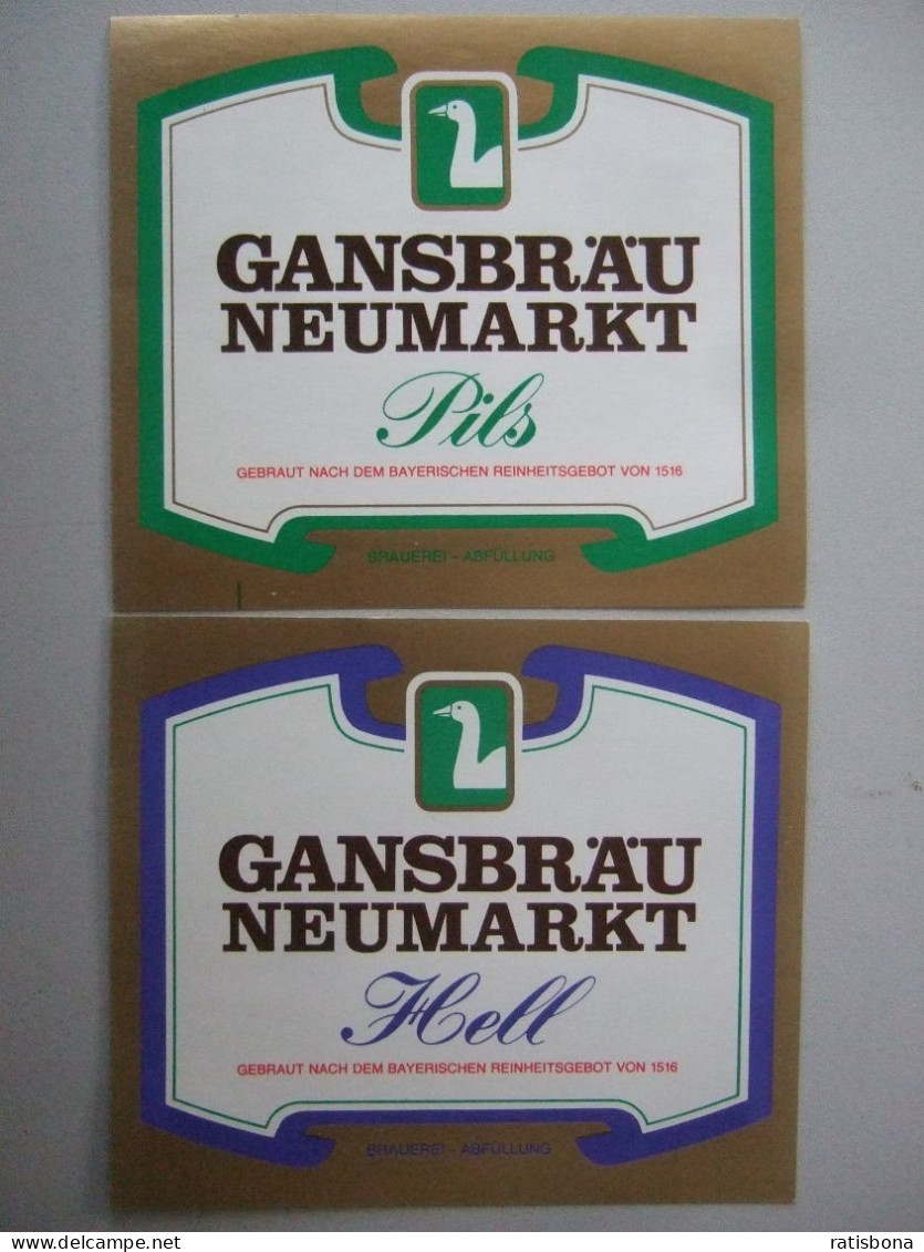2 Bier-Etiketten, Gansbräu, Neumarkt, Bayern - Bière