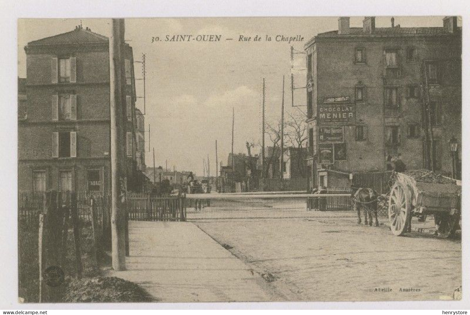 SAINT-OUEN : Rue De La Chapelle, Passage à Niveau, 1918 - Voyagée Via FM, Attelage (z3716) - Saint Ouen