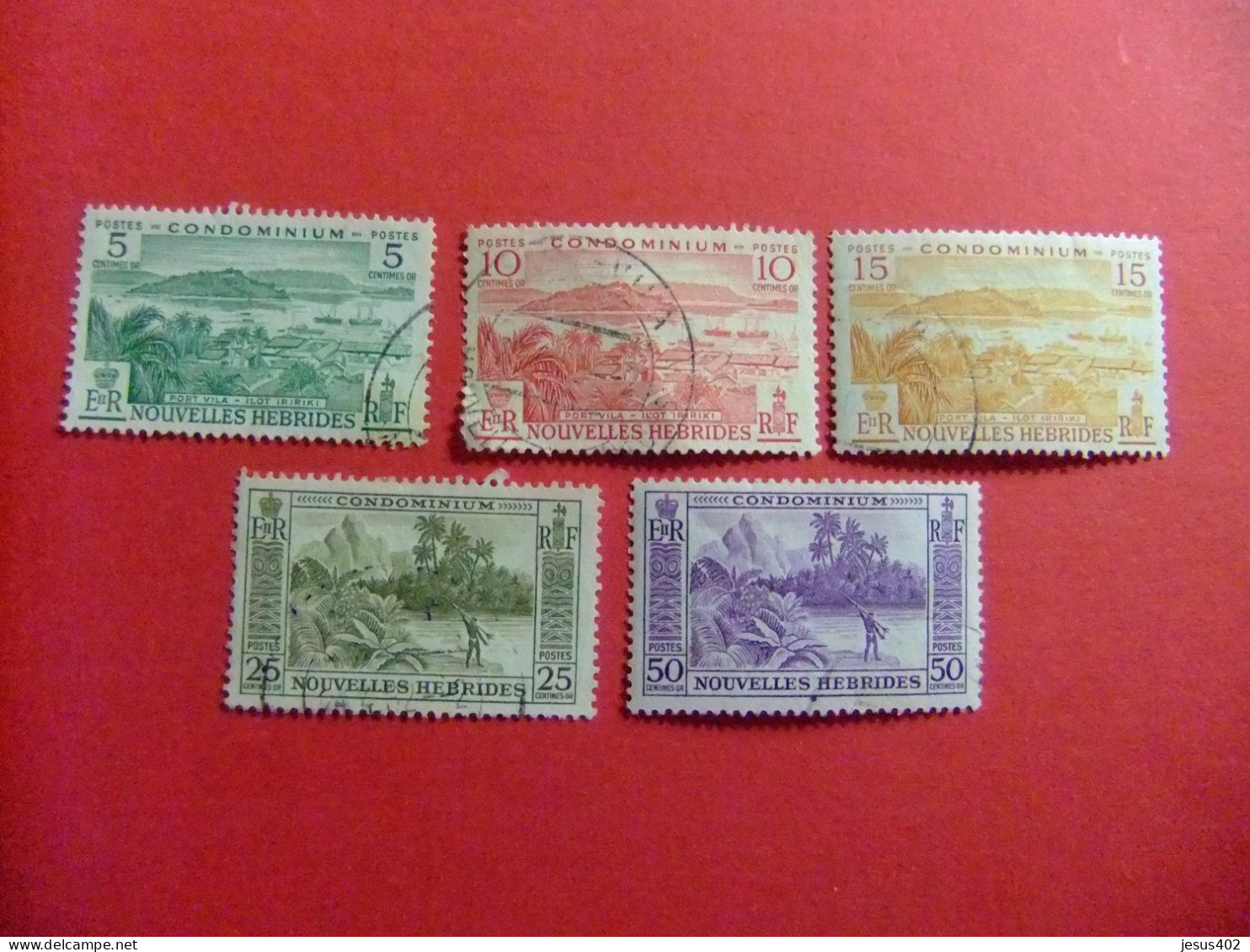 55 NOUVELLES HEBRIDES 1957 / PAISAJES / YVERT 175/ 77 +179 +182 FU - Used Stamps