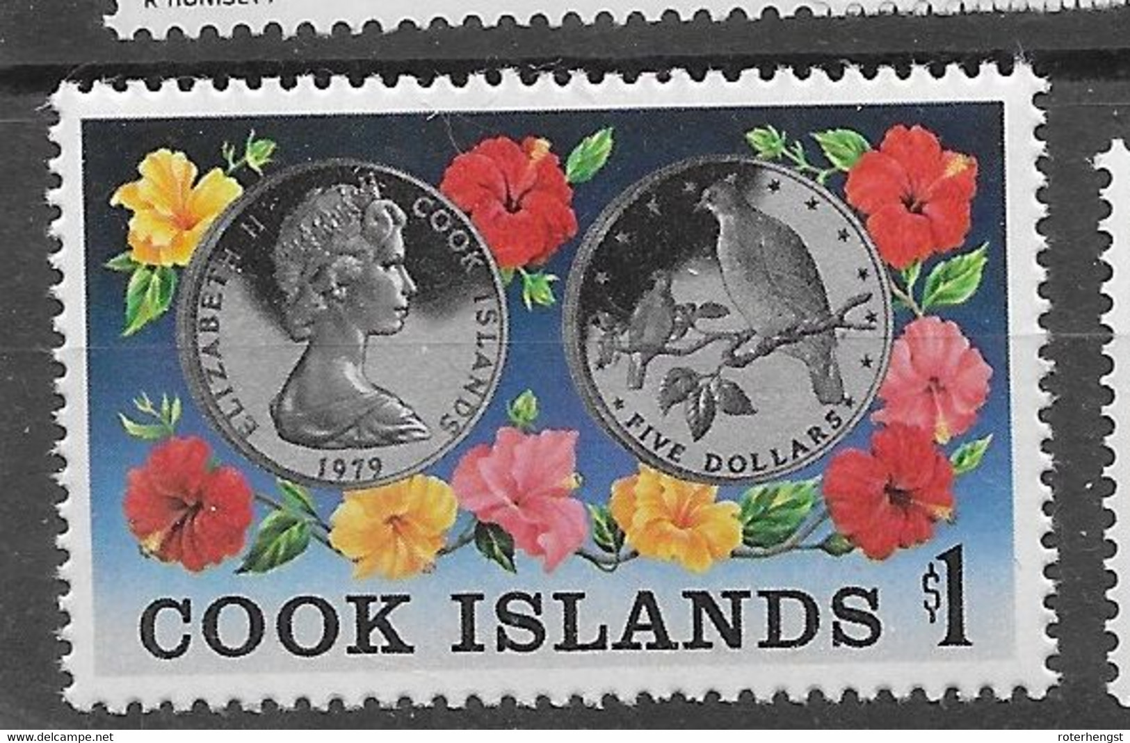 Cook Mnh ** 5 Euros 1979 Bird On Coin - Cookeilanden
