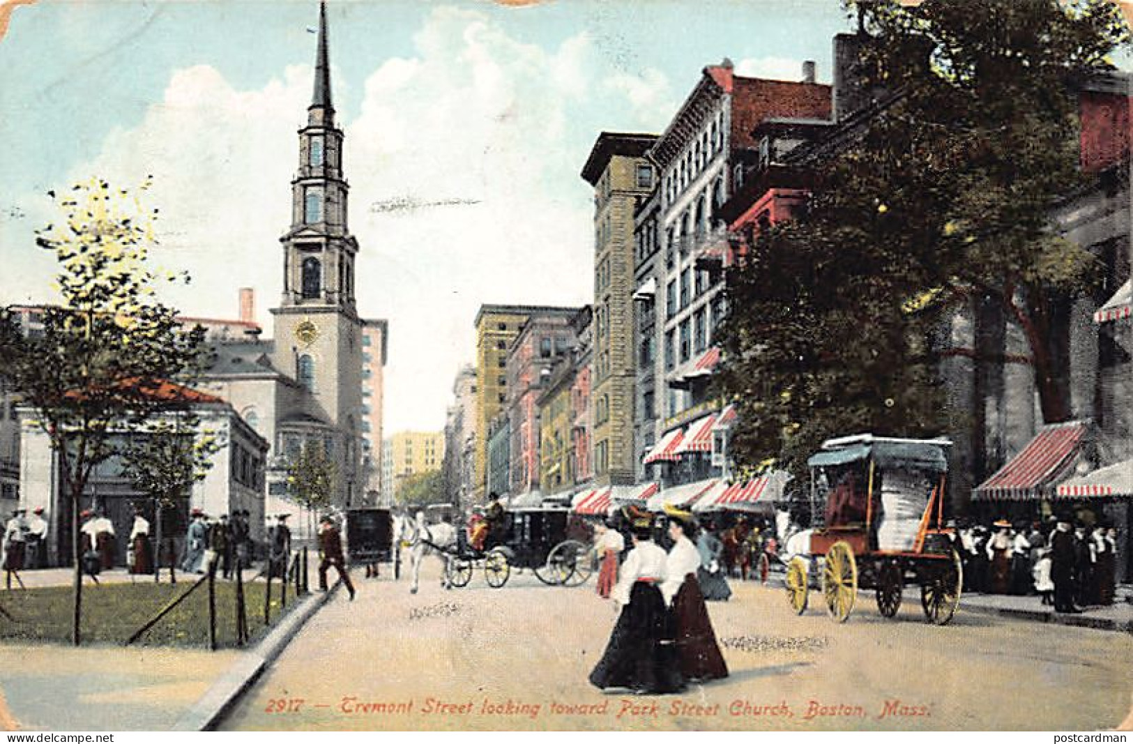 Usa - BOSTON (MA) Tremont Street Looking Toward Park Street Church - Publ. Souvenir Postcard Co. 2917 - Boston