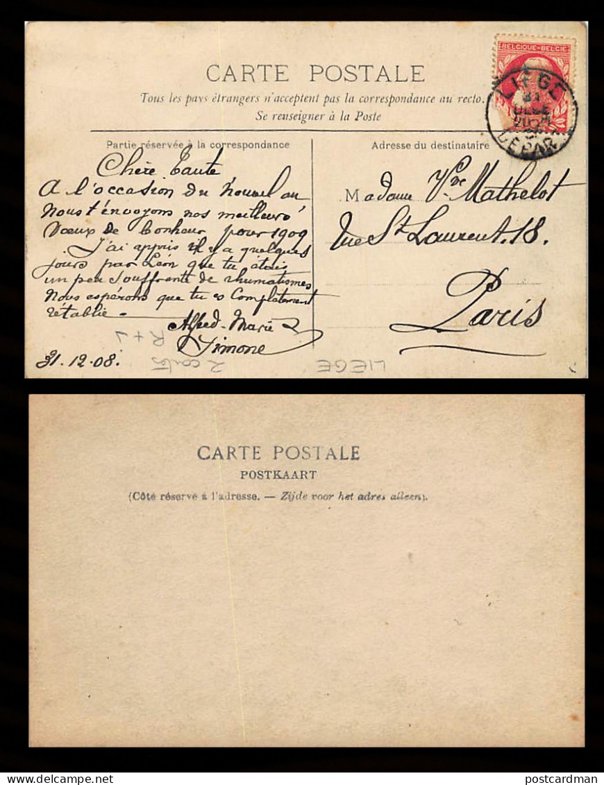 LIEGE - Série De 2 Cartes-Photo - Magasin Cuirs Veuve BOLLY WIBIN - Une Carte Envoyée De Liège En Décembre 1908. - Liège