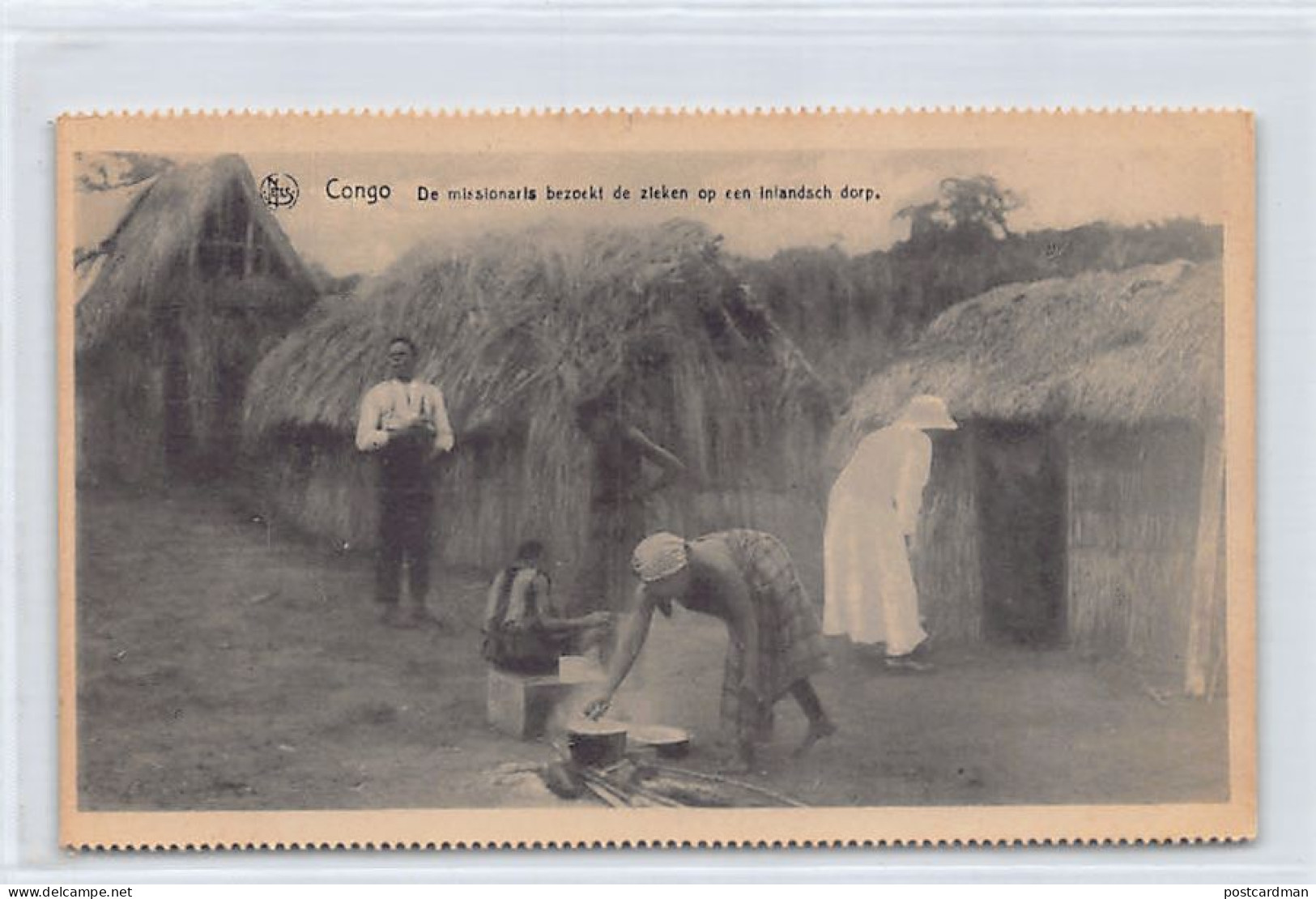 CONGO KINSHASA - Le Missionnaire Rend Visite Aux Malades Dans Un Village Indigène - Ed. Missiën Van Scheut  - Belgisch-Congo