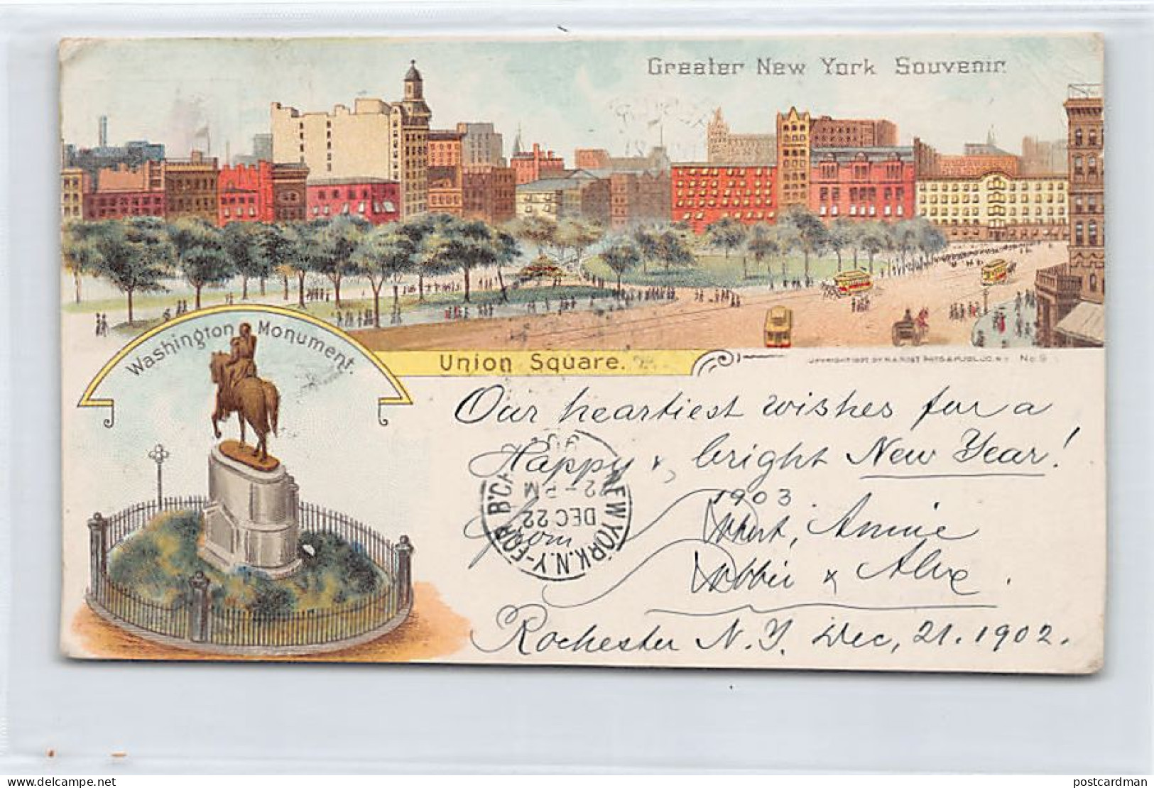 NEW YORK CITY - LITHO - Union Square - Private Mailing Card - Publ. H. A. Rost 3 - Andere & Zonder Classificatie