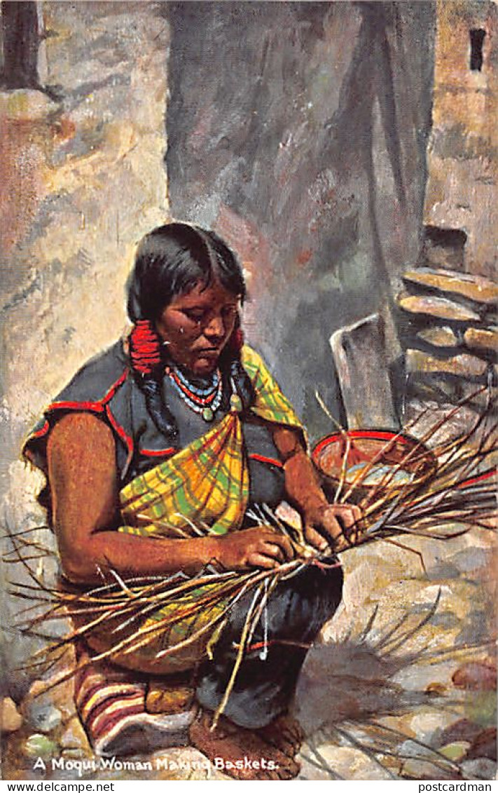 Native Americana - A Moqui Woman Making Baskets - Indios De América Del Norte