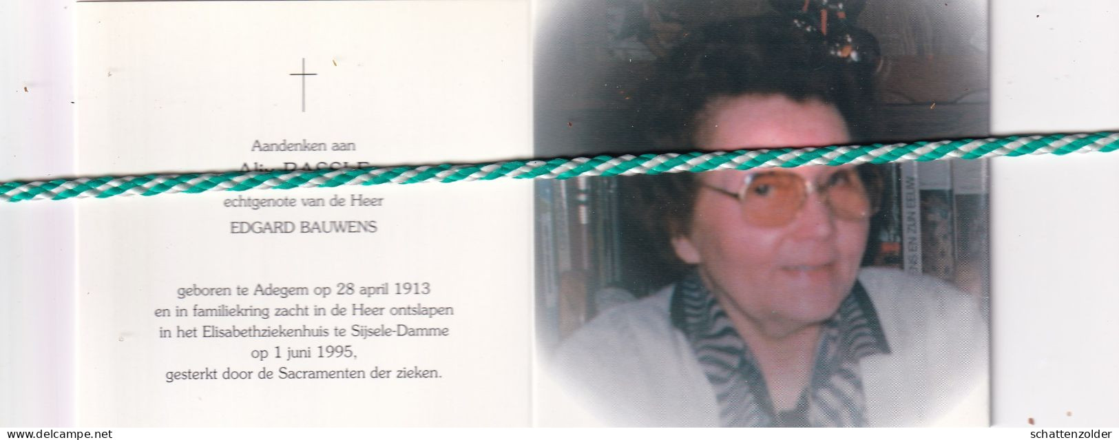 Alix Bassle-Bauwens, Adegem 1913, Sijsele-Damme 1995. Foto - Obituary Notices