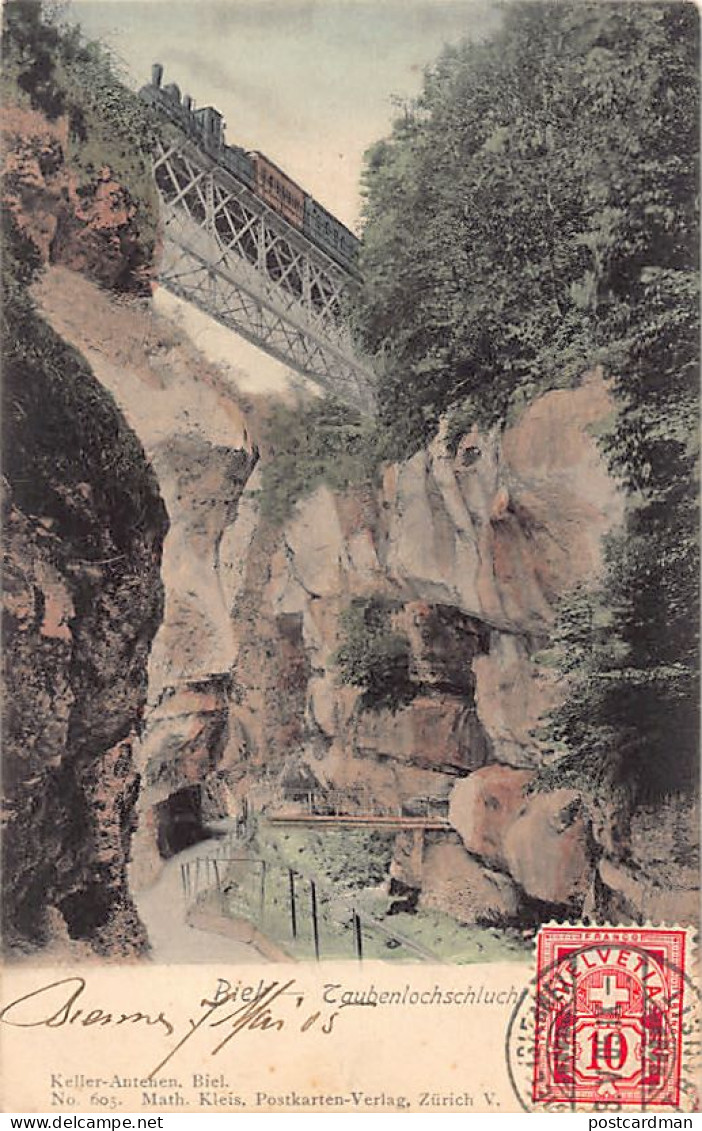 BIEL (BE) Taubenlochschlucht - Eisenbahnbrücke - Verlag Kleis 605 - Bienne