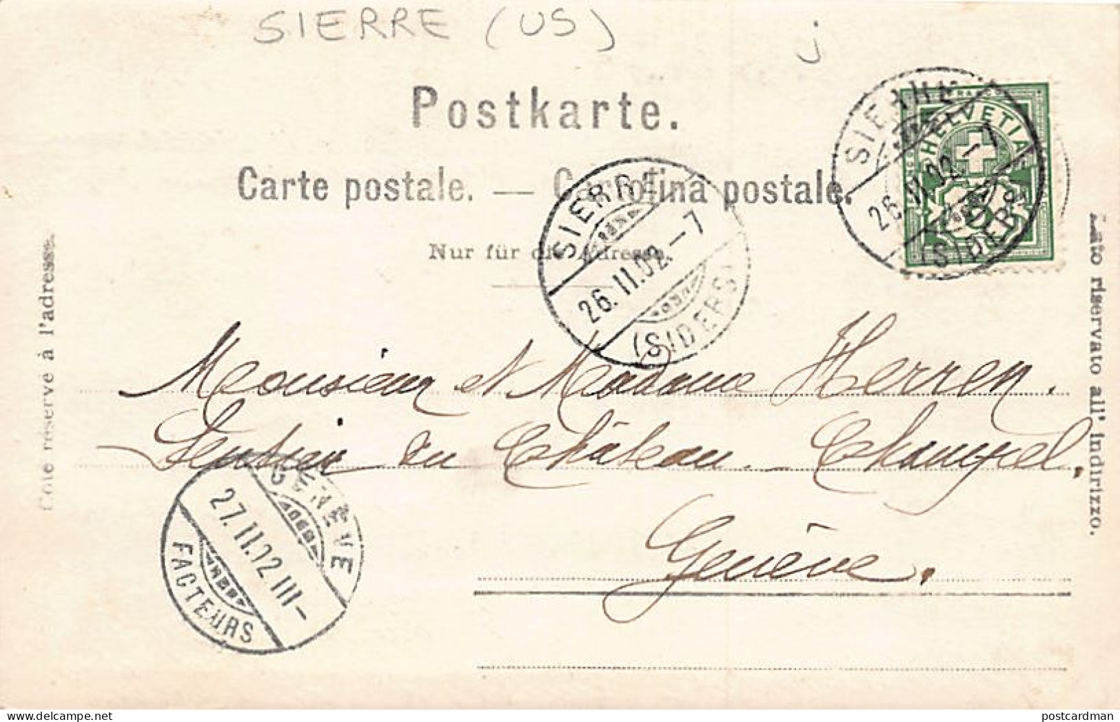 SIERRE (VS) Vue Générale - CARTE PHOTO Année 1902 - Ed. Inconnu  - Sierre