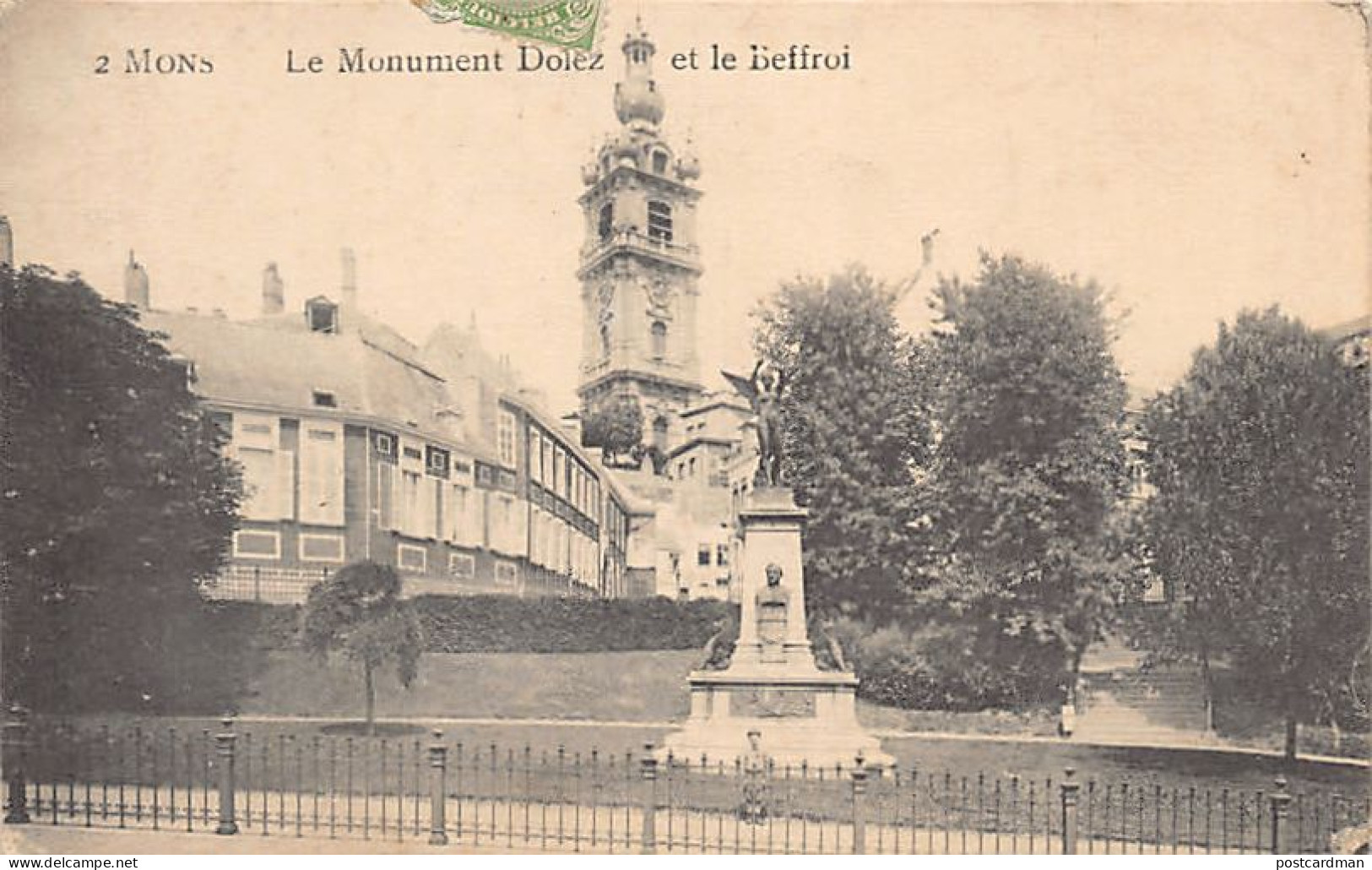 MONS (Hainaut) Le Monument Dolez Et Le Beffroi - Mons