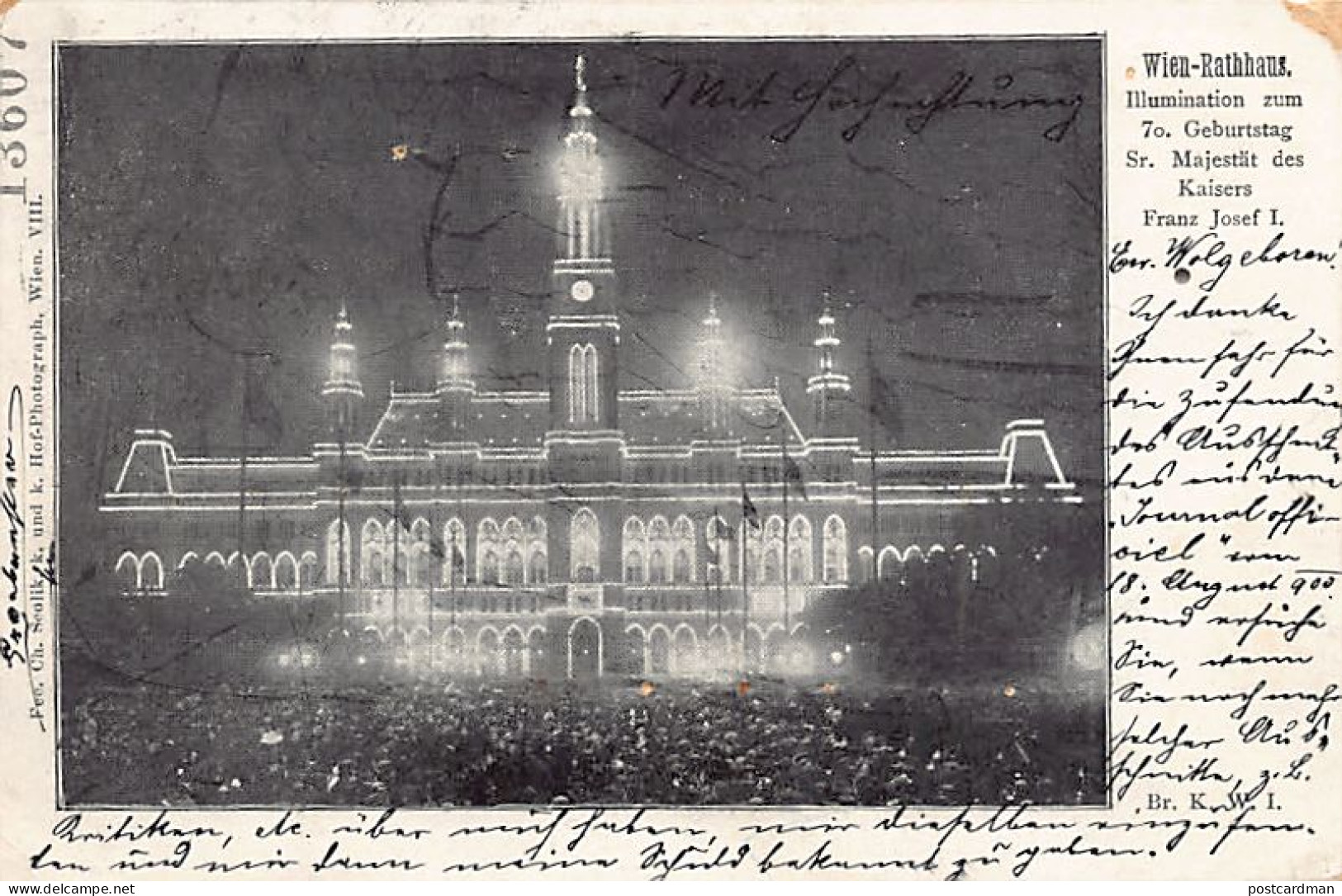 Österreich - Wien - Rathaus - Illumination Zum 70. Geburtstag Des Kaisers Franz Joseph I. - Karte Beschädigt, Siehe Scan - Wien Mitte