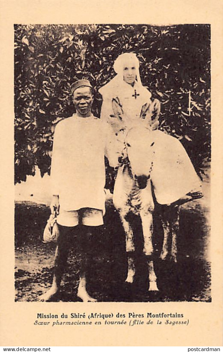 Malawi - Nun Sister Nurse On Tour (Daughters Of Wisdom) - Riding A Donkey - Publ. Company Of Mary - Mission Du Shiré Des - Malawi