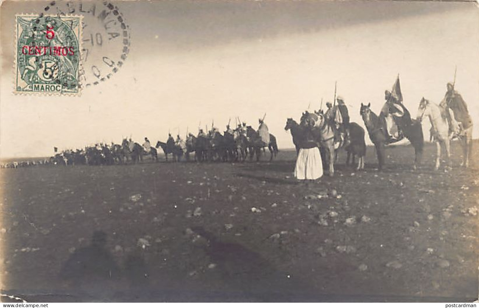 Maroc - CASABLANCA - Cavaliers Arabes - CARTE PHOTO Année 1907 - Casablanca