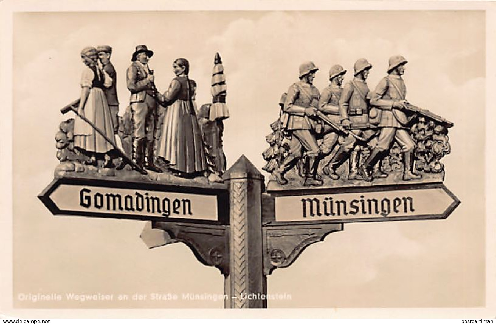 LICHTENSTEIN (BW) Original Wegweiser And Der Strasse Münsingen - Other & Unclassified
