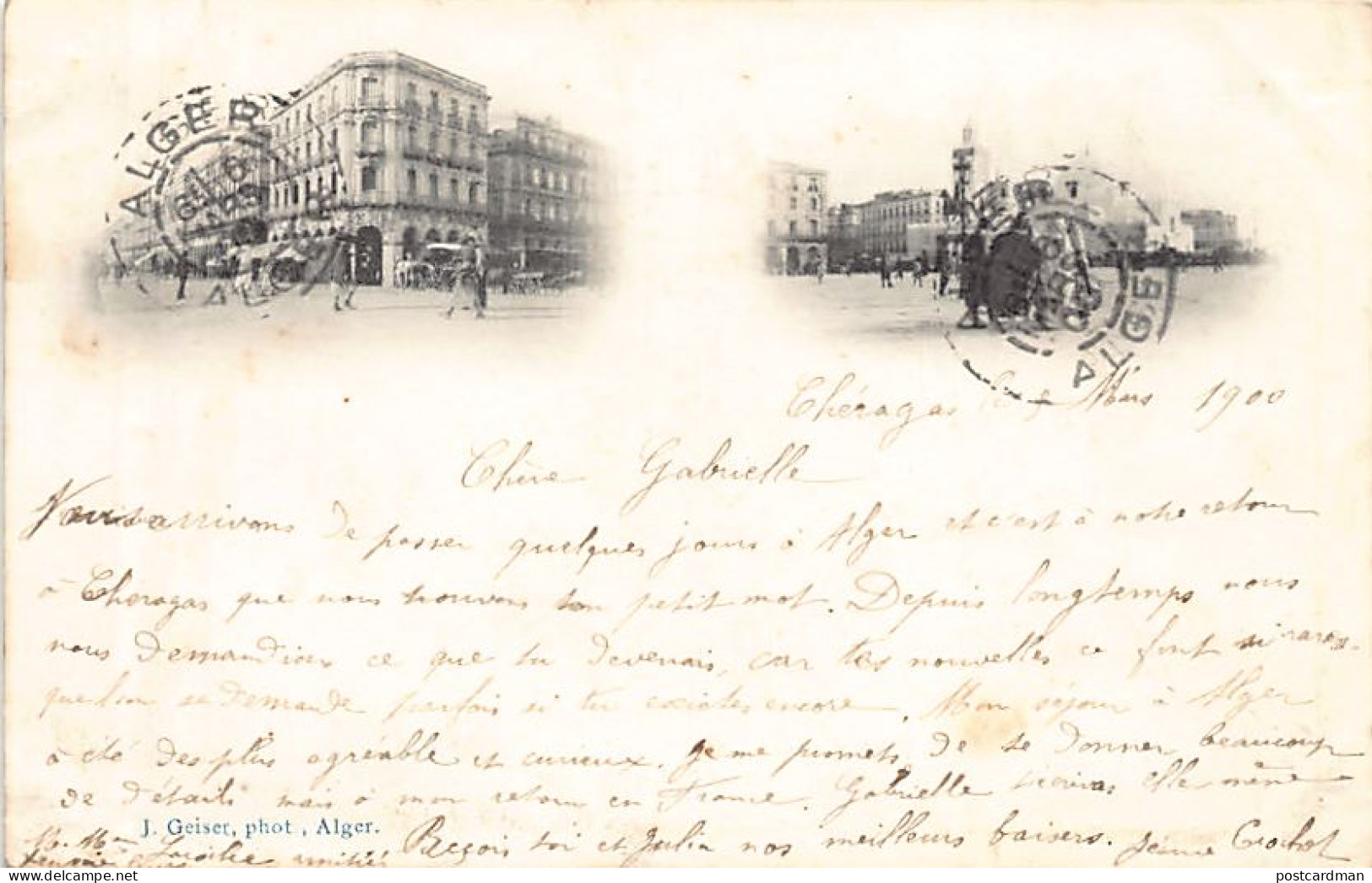 ALGER - Carte Précurseur - Double Vue - Année 1900 - Ed. J. Geiser  - Algiers