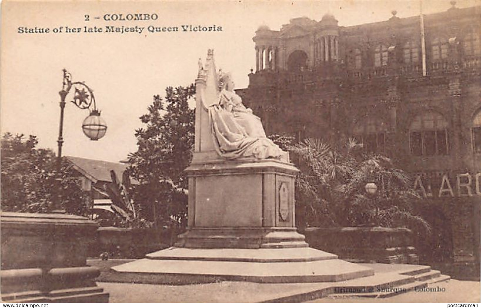 Sri Lanka - COLOMBO - Statue Of Her Late Majesty Queen Victoria - Publ. H. Grimaud & W. Sburque  - Sri Lanka (Ceilán)