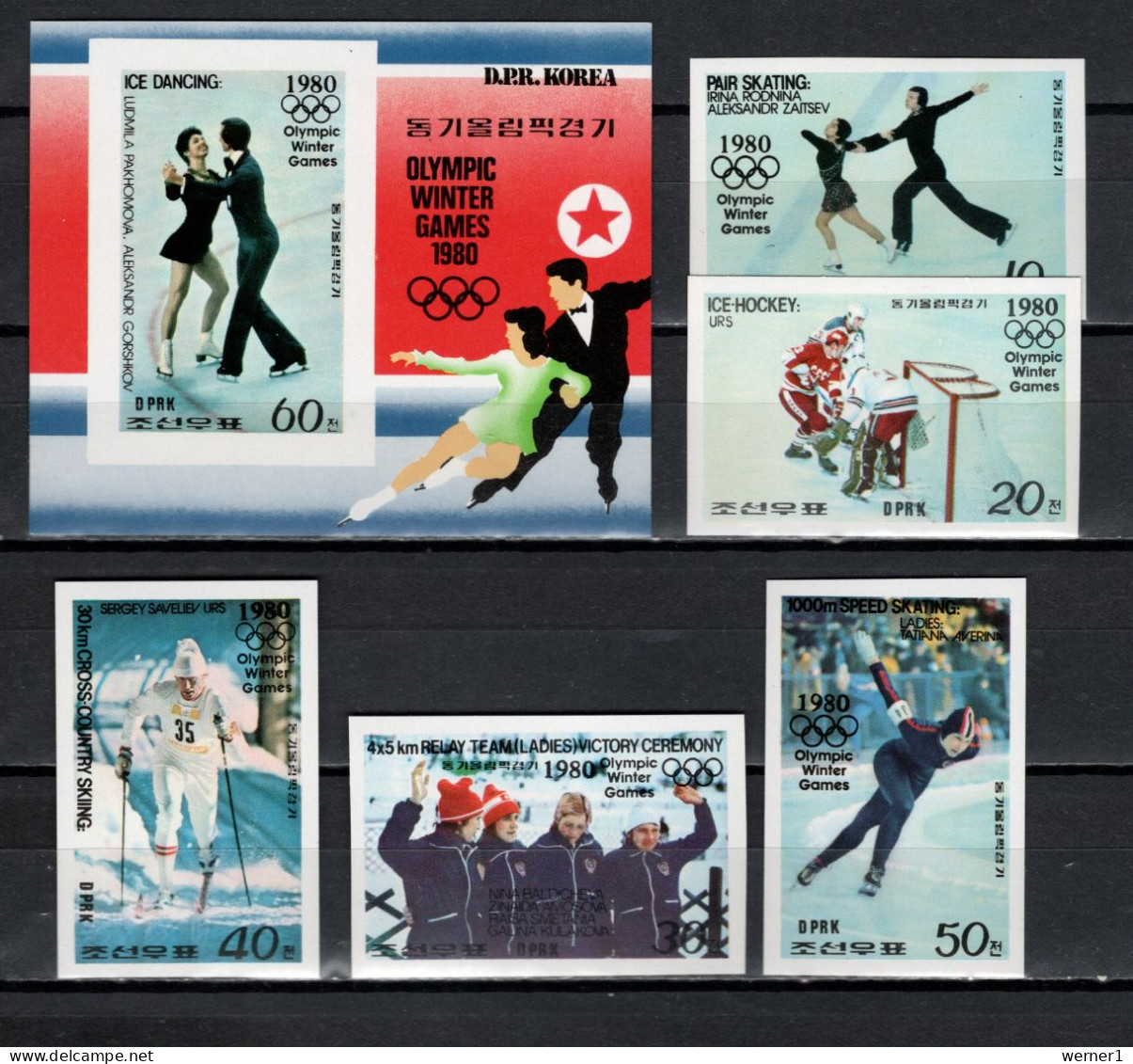 North Korea 1979 Olympic Games Lake Placid Set Of 5 + S/s Imperf. MNH -scarce- - Hiver 1980: Lake Placid