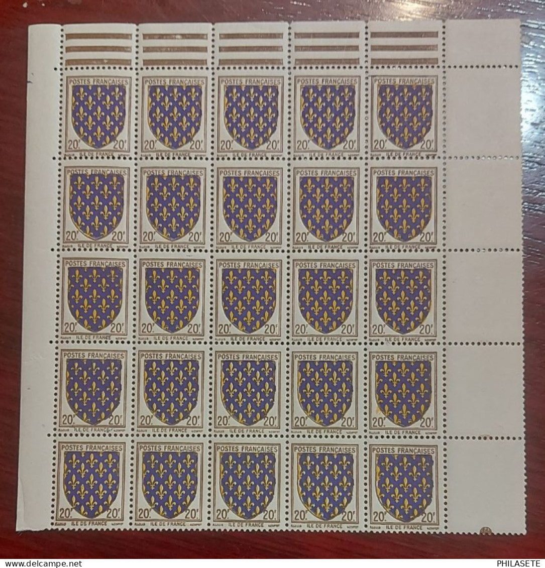 France Bloc De 25 Timbres Neuf** YV  N° 578 Blason De Île De France - Mint/Hinged