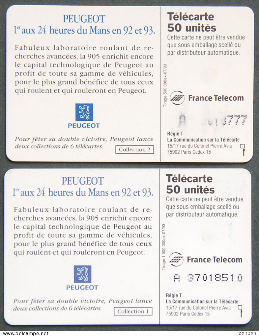 Télécartes PEUGEOT 24 Heures Du Mans 93 1993 Automobile Lion Voiture Course Endurance 50U France Telecom ESSO Vitesse - Zonder Classificatie